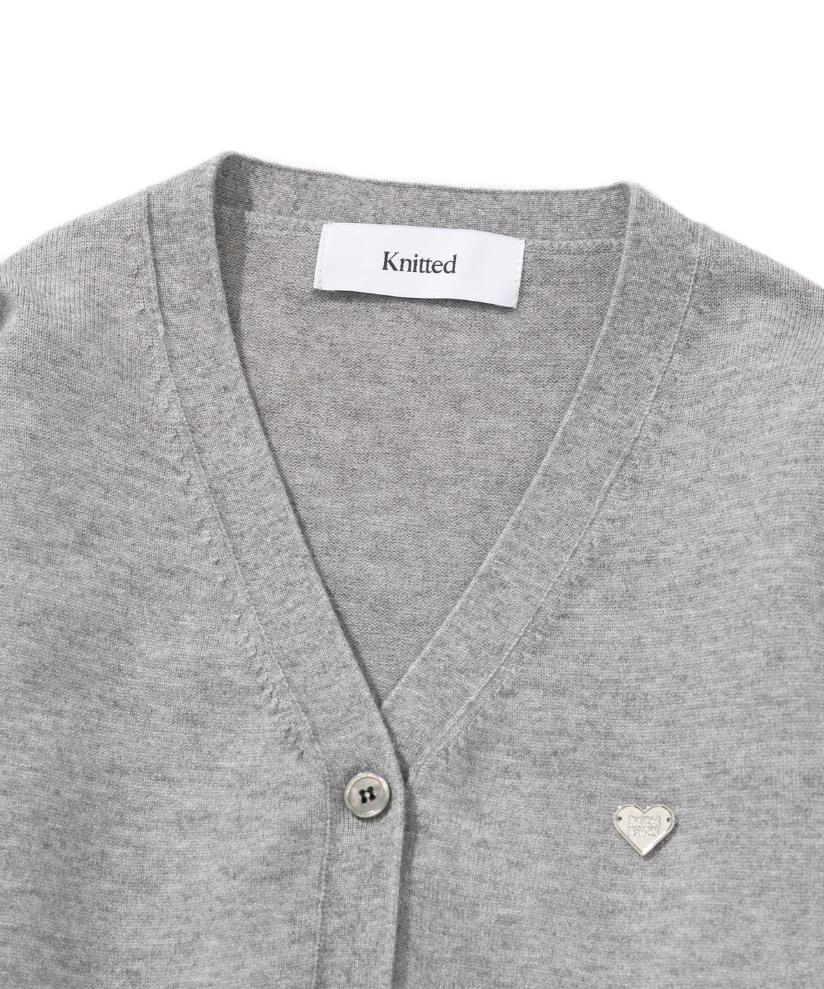 니티드(KNITTED) (W) 베이직 에센셜 워셔블 브이넥 가디건 GREY