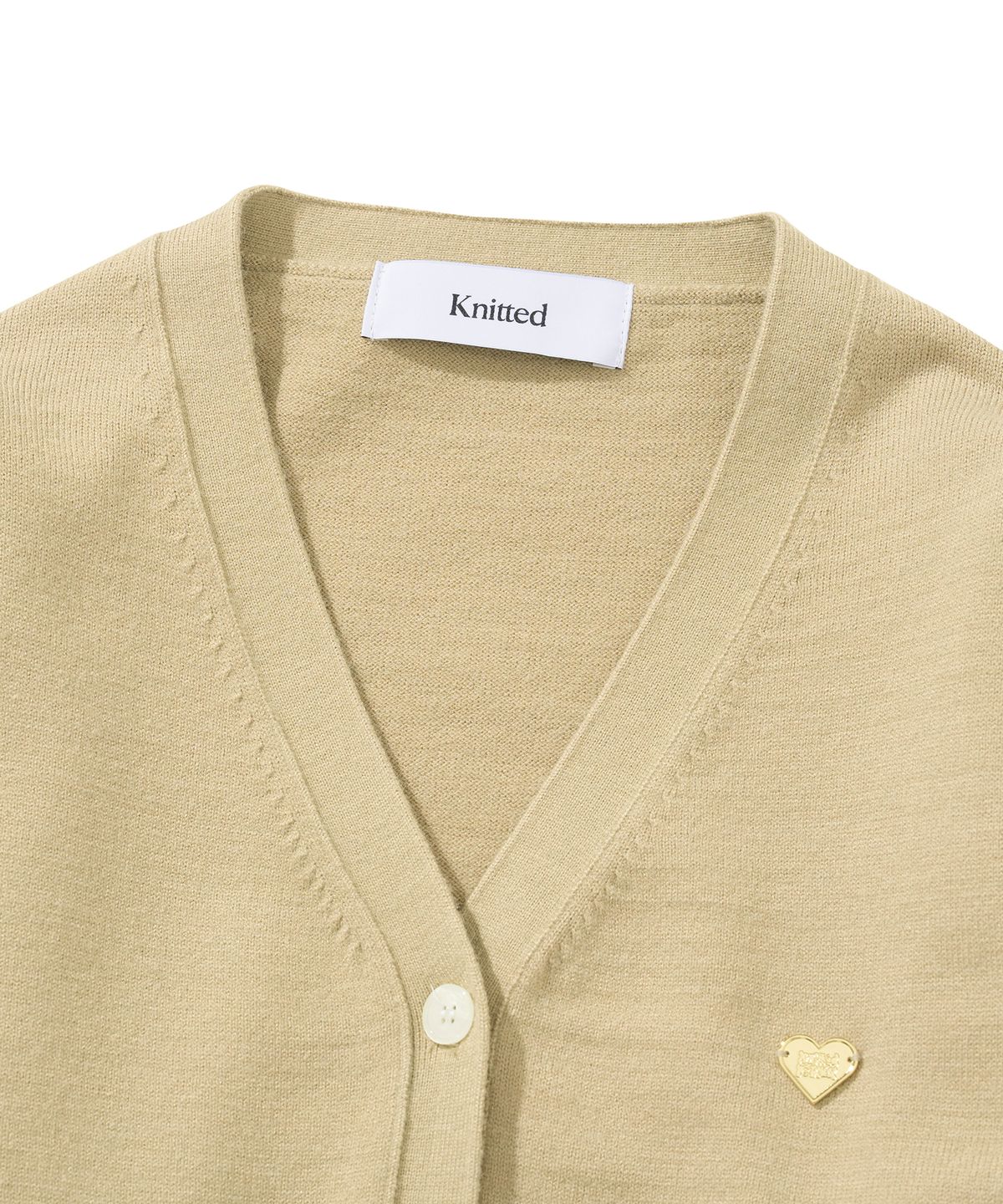 니티드(KNITTED) (W) 베이직 에센셜 워셔블 브이넥 가디건 BEIGE
