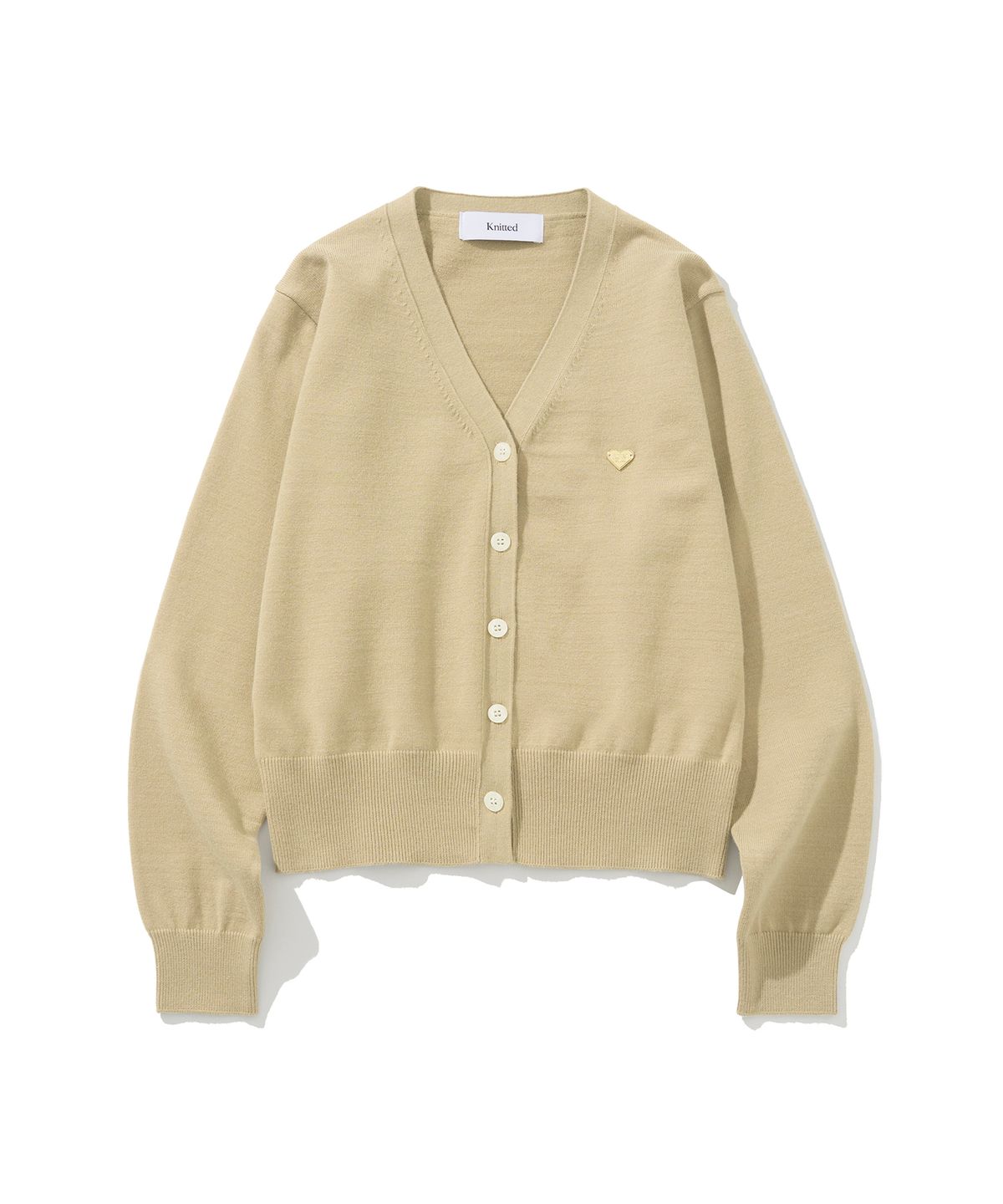 니티드(KNITTED) (W) 베이직 에센셜 워셔블 브이넥 가디건 BEIGE