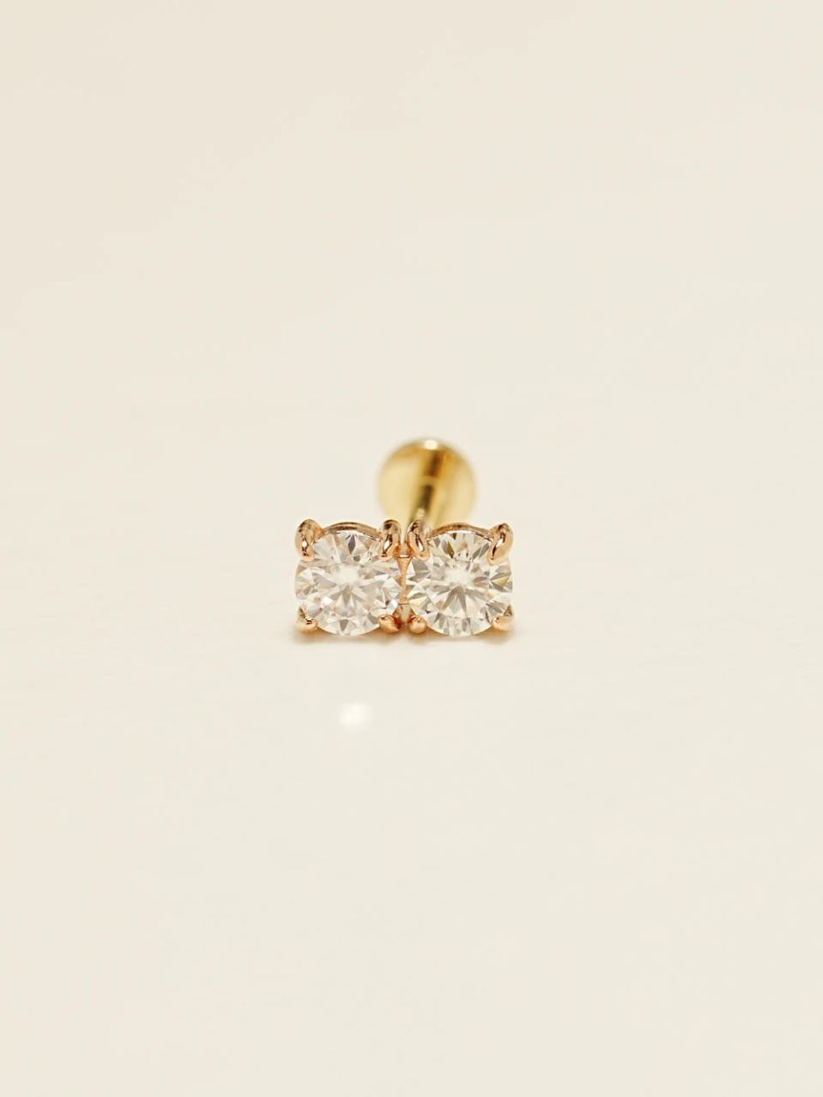 미니멀피어싱(MINIMALPIERCING) [1mm/1.2mm]14K 인터널 모이사나이트 다이아 더블 라블렛 피어싱 귀걸이