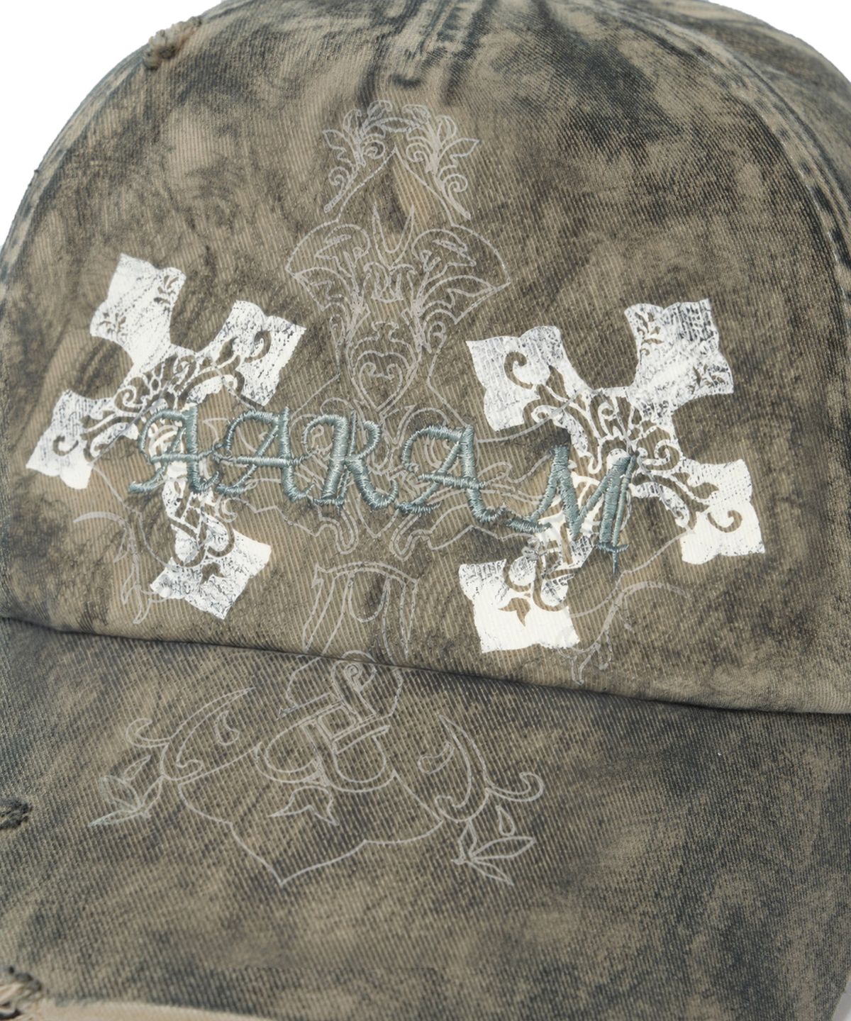 아캄(AAKAM) CROS2 Washed Damage Ball Cap (Green Gray)