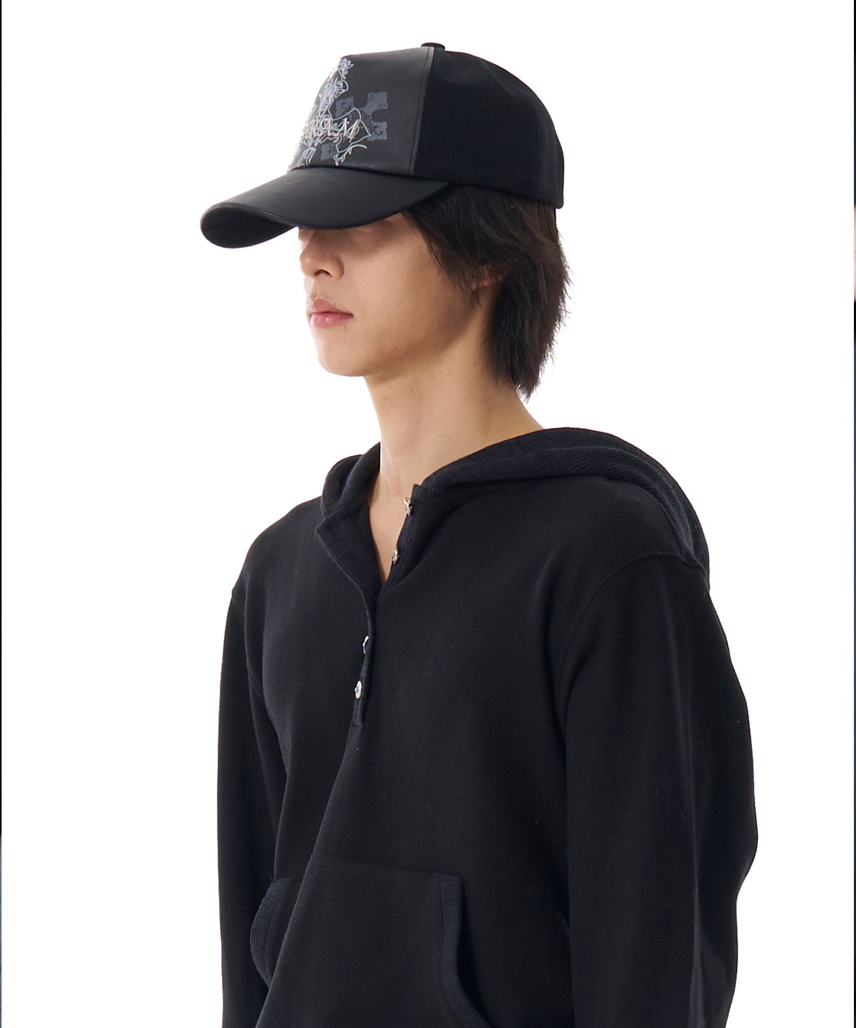 キャップ AAKAM Leather Mixed CROS2 Ball Cap 5SH055 MUSINSA | AAKAM Leather Mixed CROS2 Ball Cap (Black)