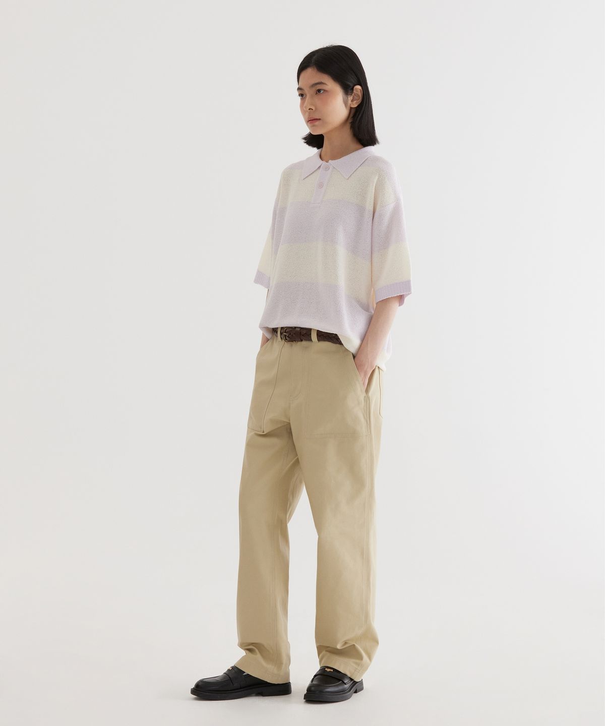 커버낫(COVERNAT) 레귤러 백사틴 퍼티그 팬츠 Beige