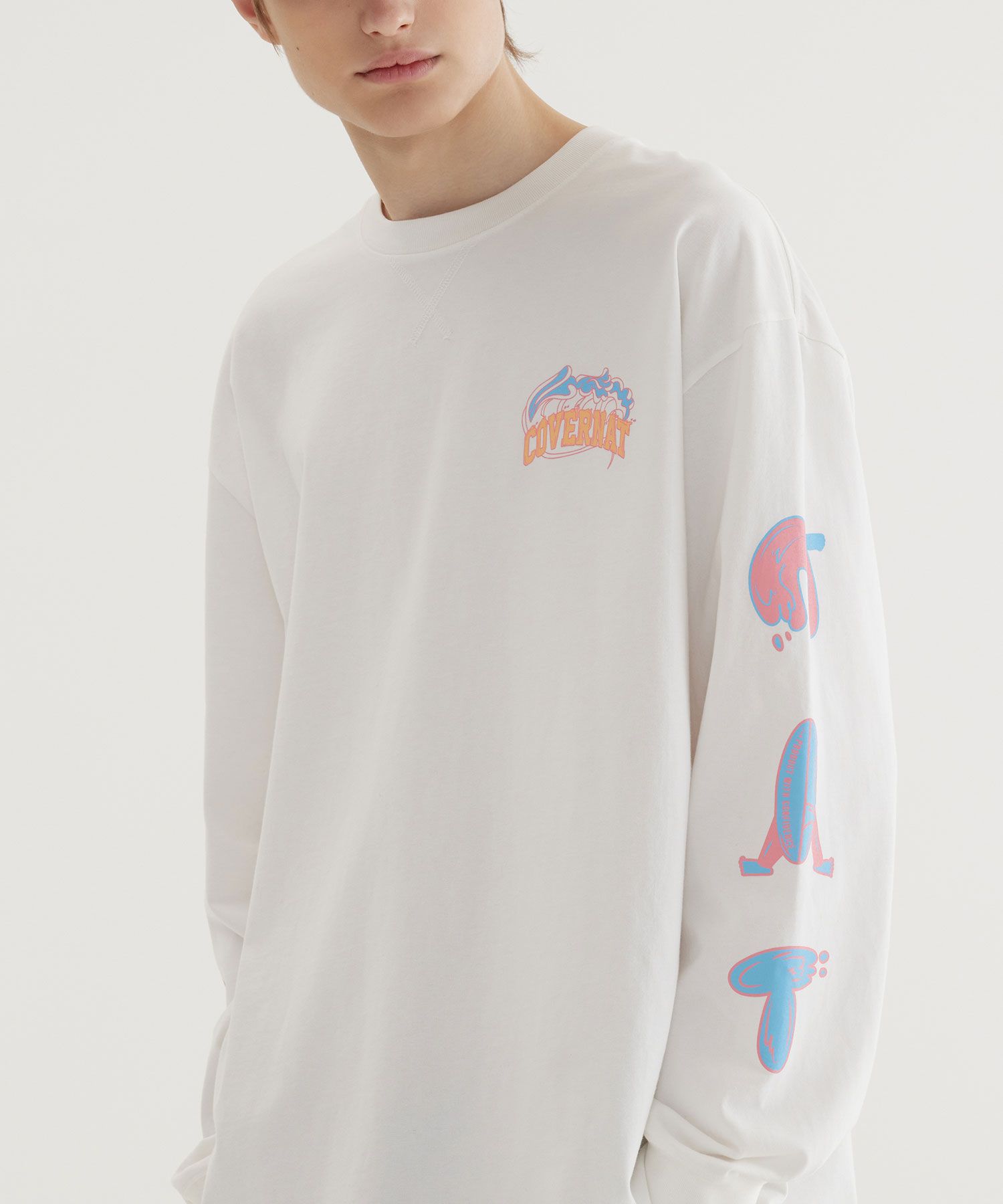 Tシャツ・カットソー COVERNAT Wave Graphic Long Sleeve White MUSINSA公式 | COVERNAT Wave Graphic Long Sleeve White