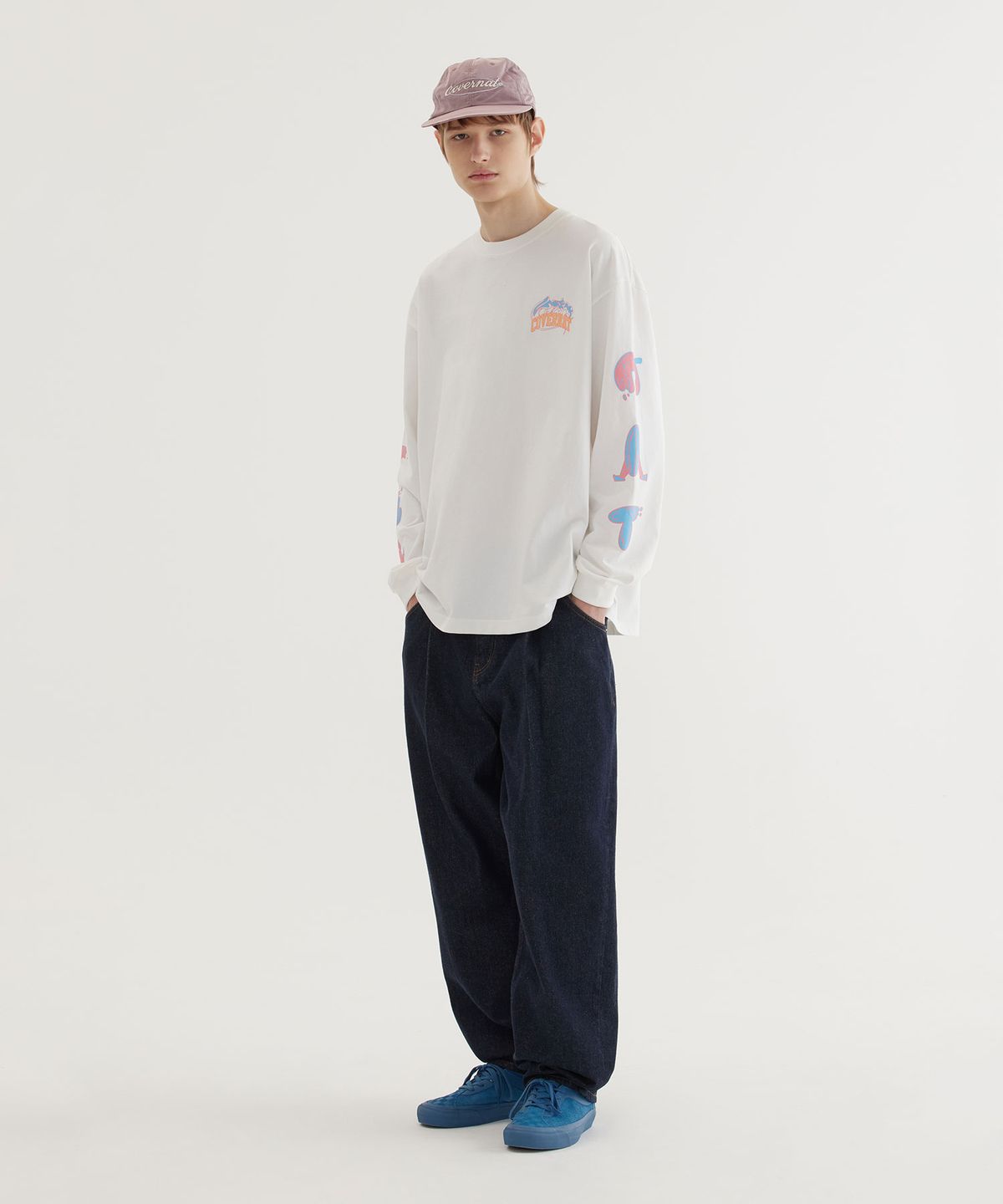 커버낫(COVERNAT) 웨이브 그래픽 롱슬리브 White