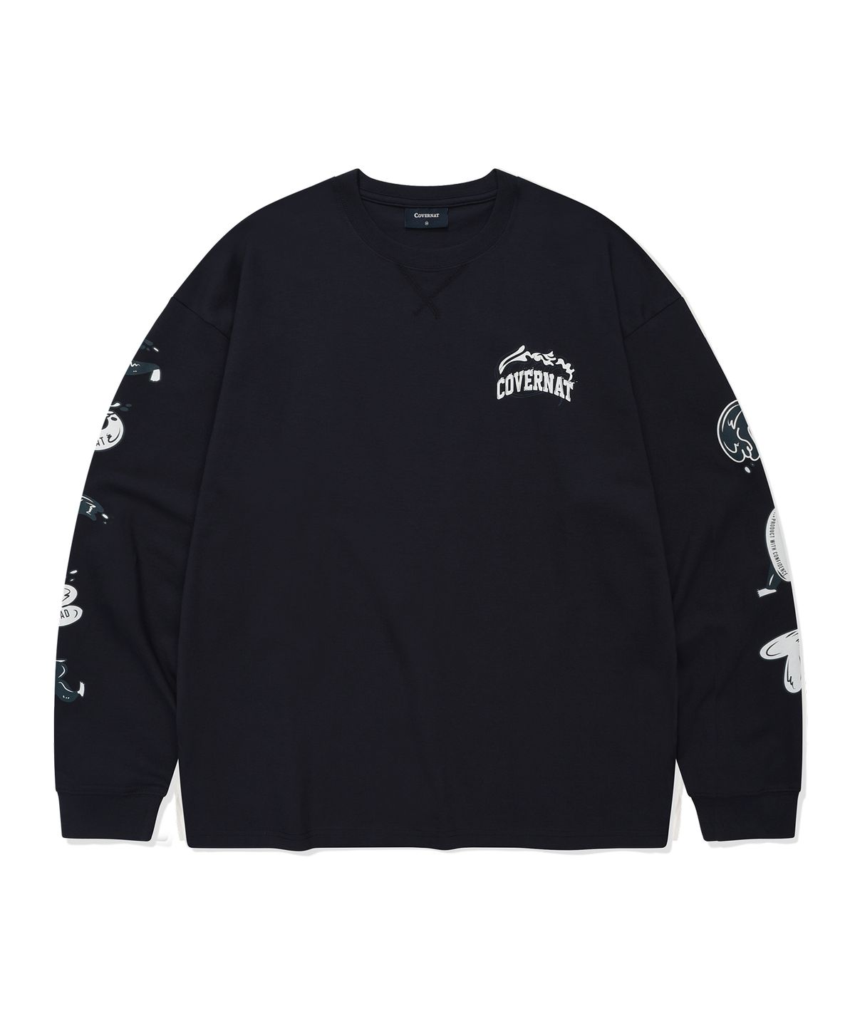 커버낫(COVERNAT) 웨이브 그래픽 롱슬리브 Dark Navy
