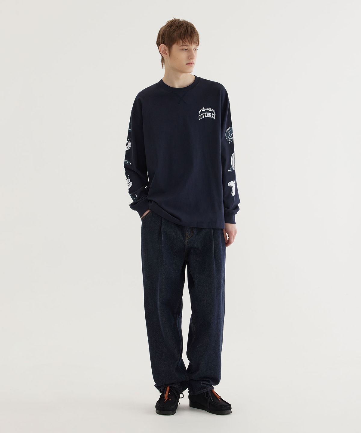 커버낫(COVERNAT) 웨이브 그래픽 롱슬리브 Dark Navy
