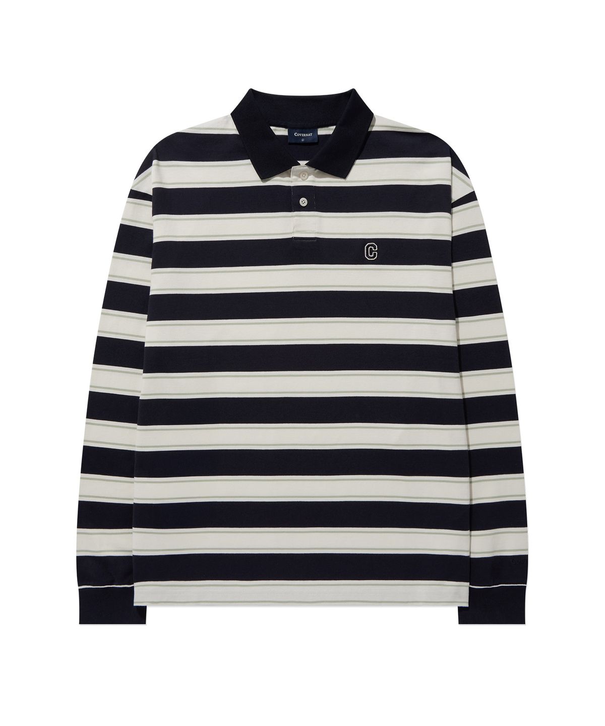 커버낫(COVERNAT) 스트라이프 카라 롱슬리브 Dark Navy