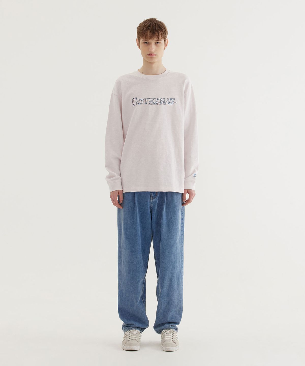 커버낫(COVERNAT) 슬럽 스케치 로고 그래픽 롱슬리브 Light Purple