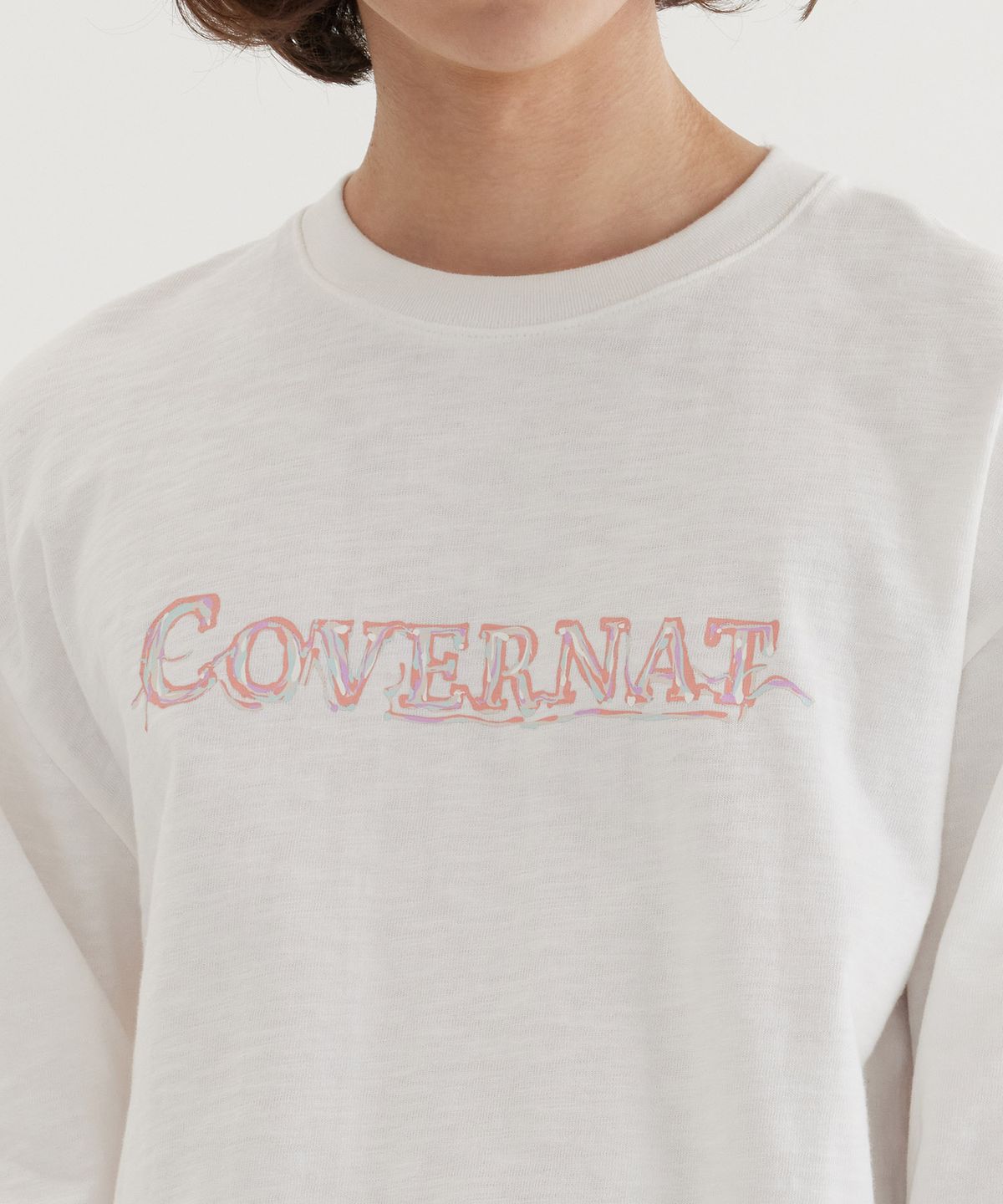 커버낫(COVERNAT) 슬럽 스케치 로고 그래픽 롱슬리브 White