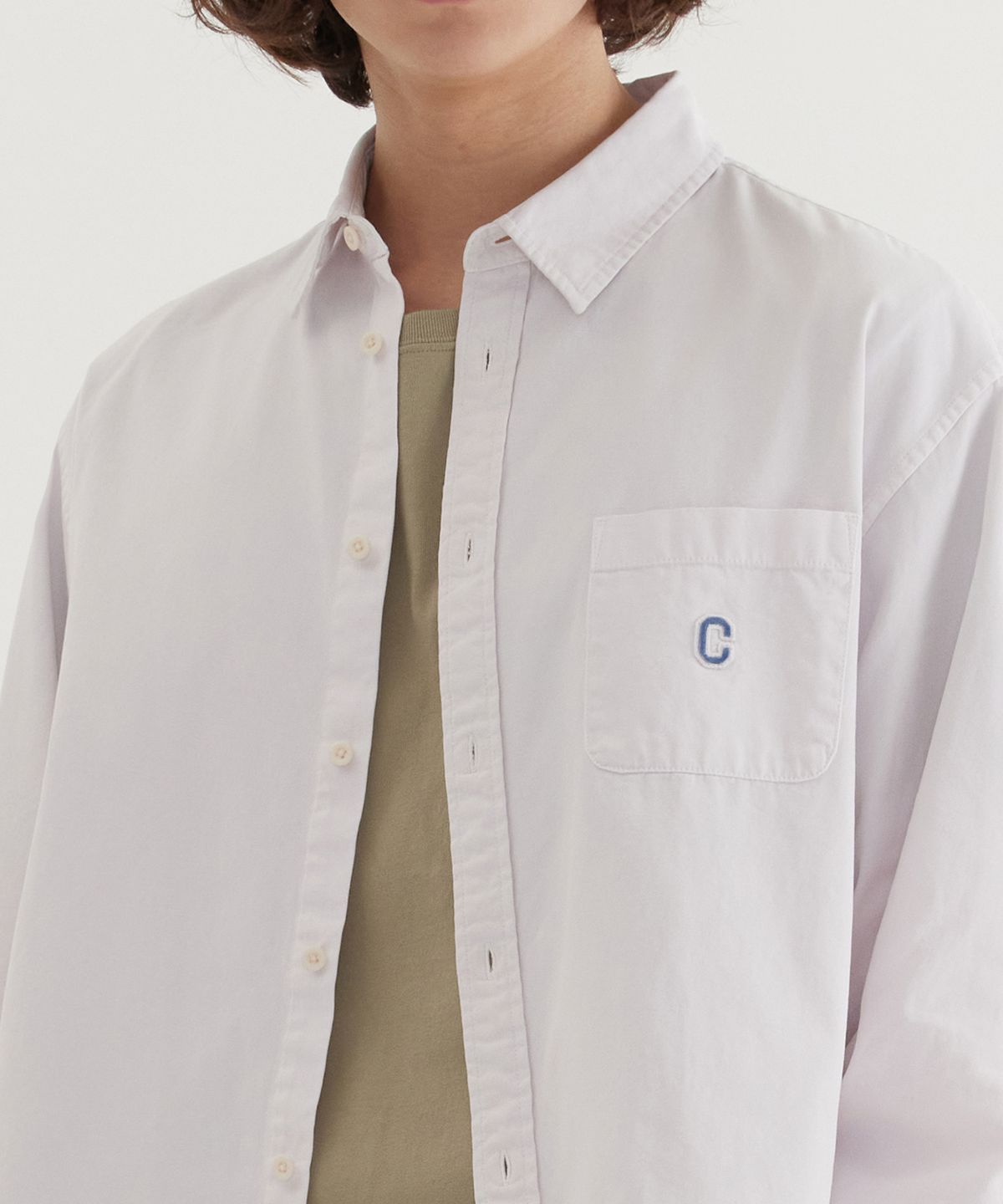 커버낫(COVERNAT) C 로고 다잉 옥스포드 셔츠 Light Purple
