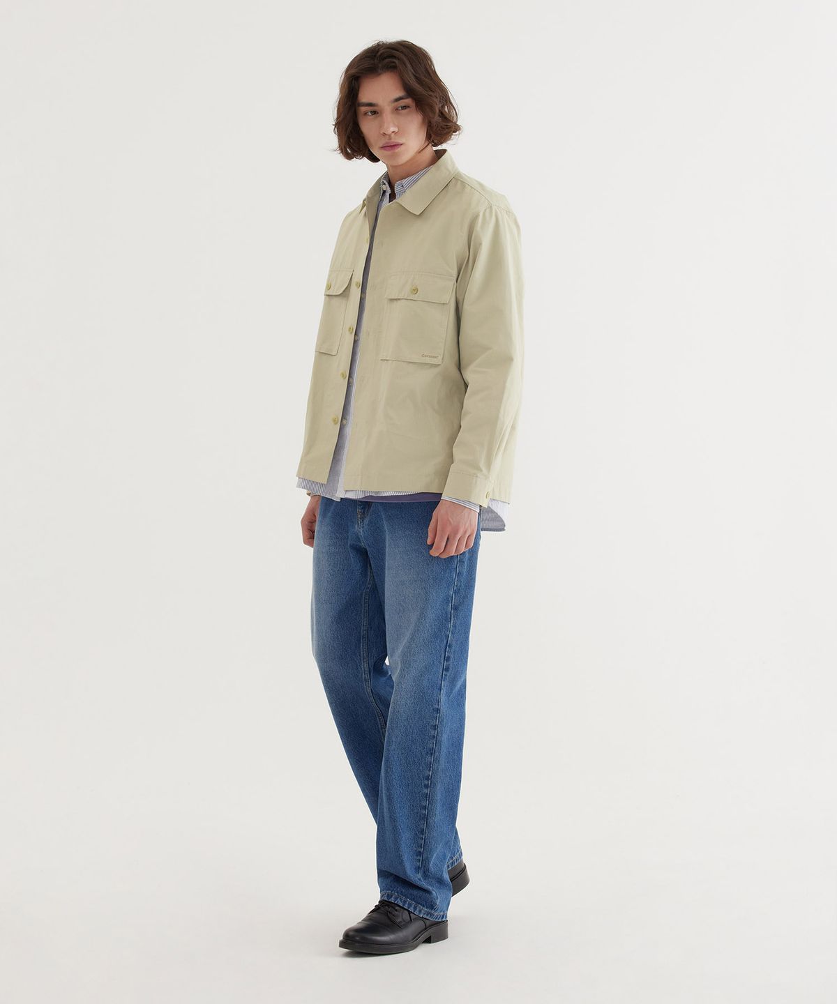 커버낫(COVERNAT) 립스탑 워크 셔츠 Beige