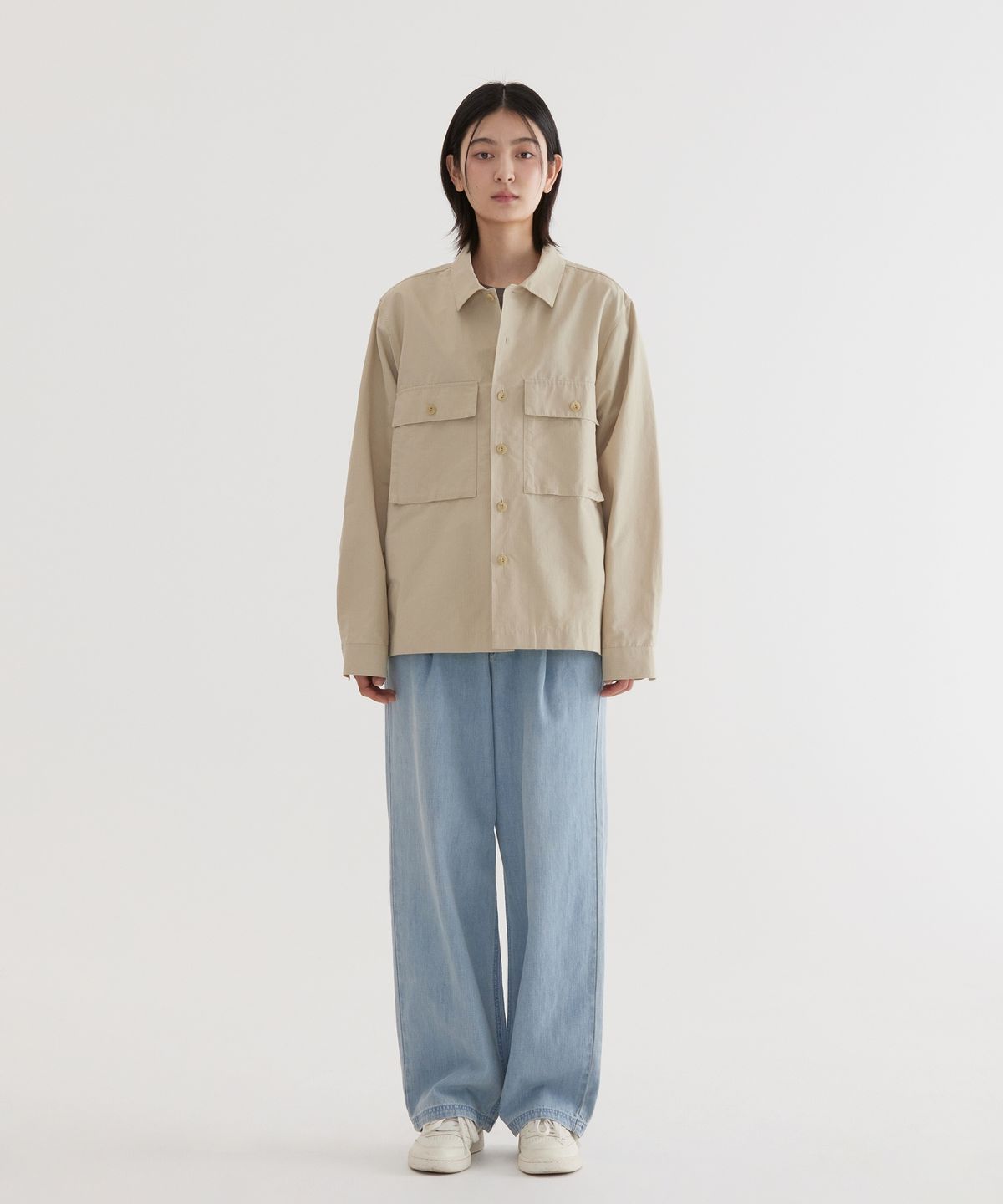 커버낫(COVERNAT) 립스탑 워크 셔츠 Beige