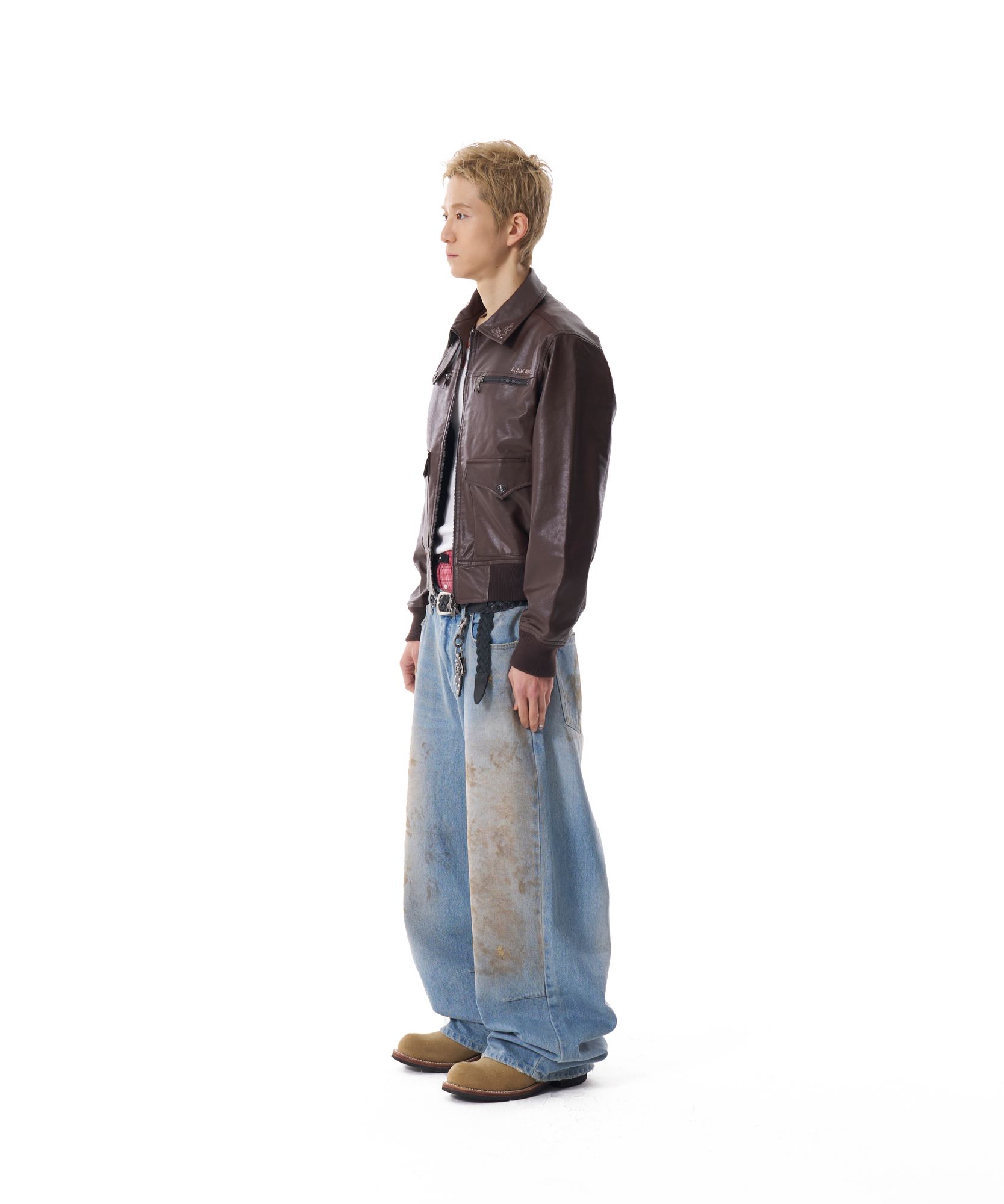 MUSINSA | AAKAM Dirty Washed Denim Pants (Blue)