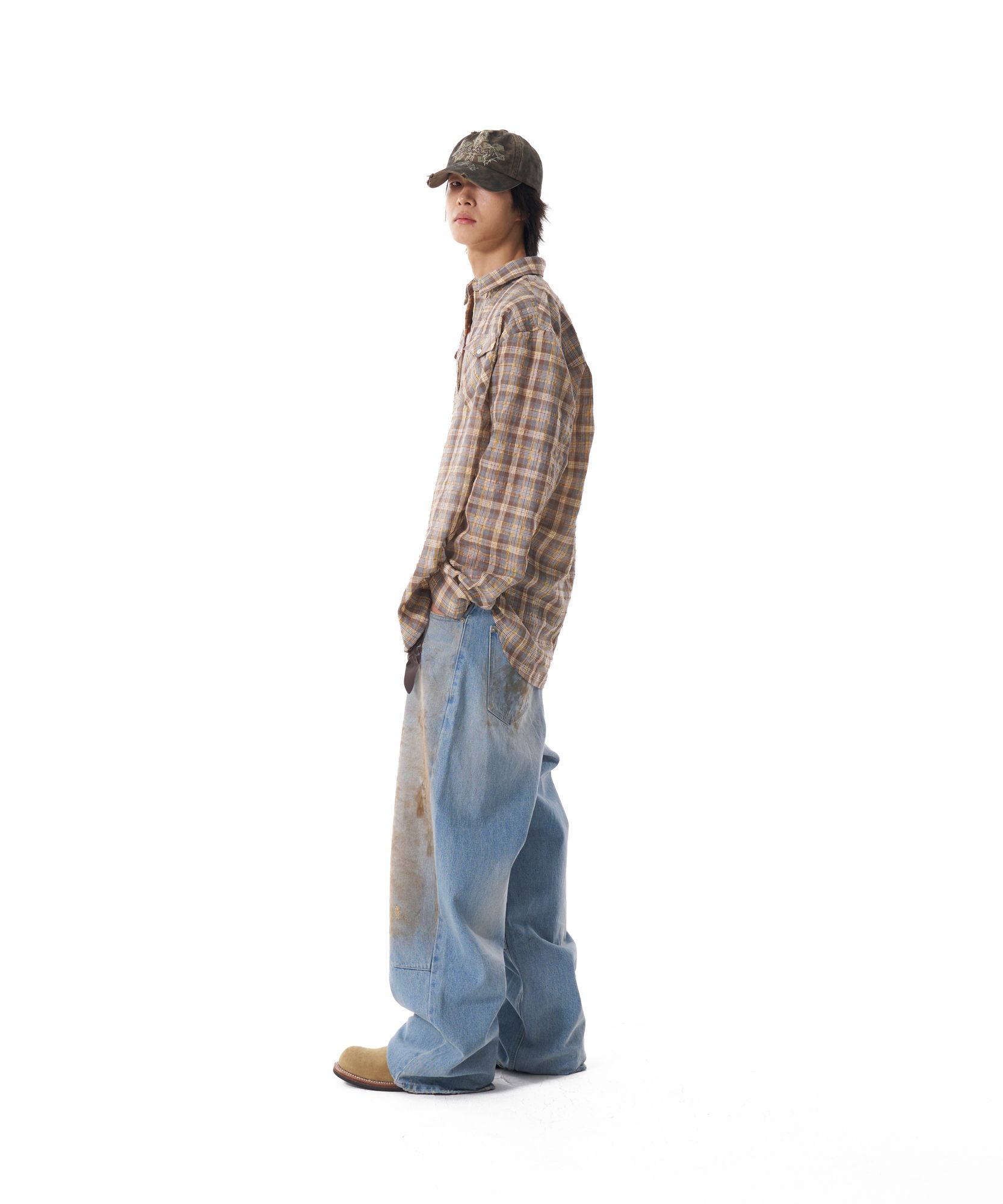 【AAKAM】Dirty Washed Denim Pants Blue MUSINSA | AAKAM Dirty Washed Denim Pants (Blue)