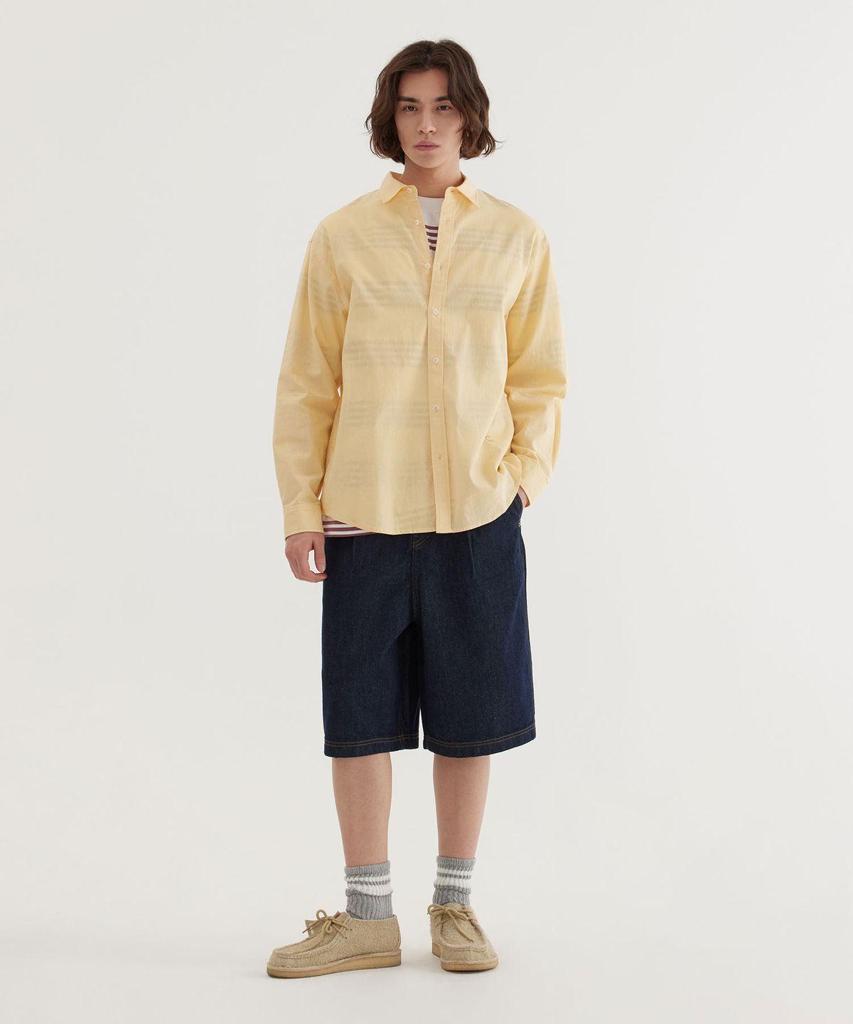 커버낫(COVERNAT) 루즈핏 린넨 셔츠 Yellow