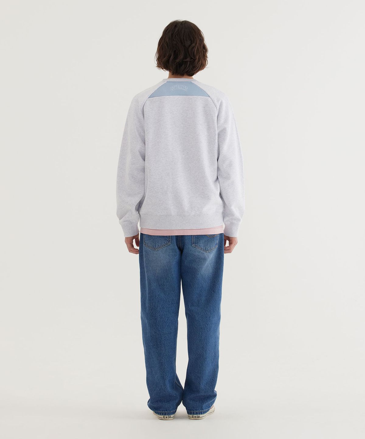 커버낫(COVERNAT) 블록코어 그래픽 맨투맨 Heather Gray