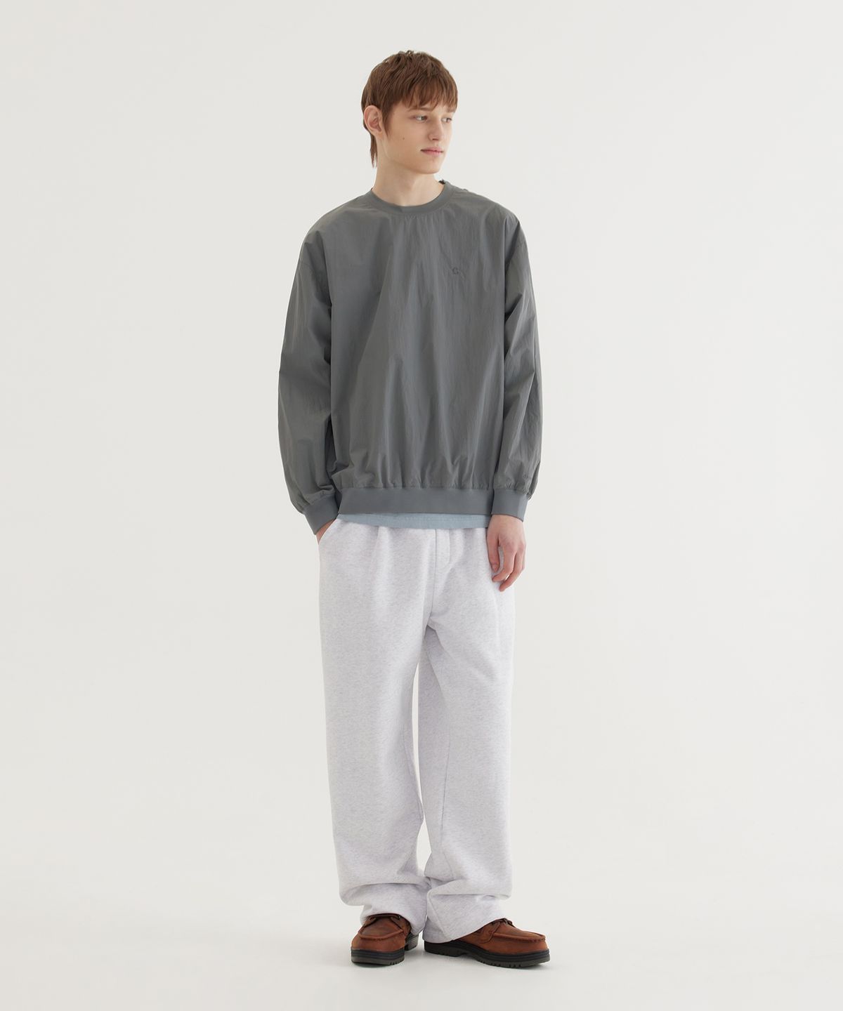 커버낫(COVERNAT) 우븐 유틸리티 맨투맨 Sage Gray