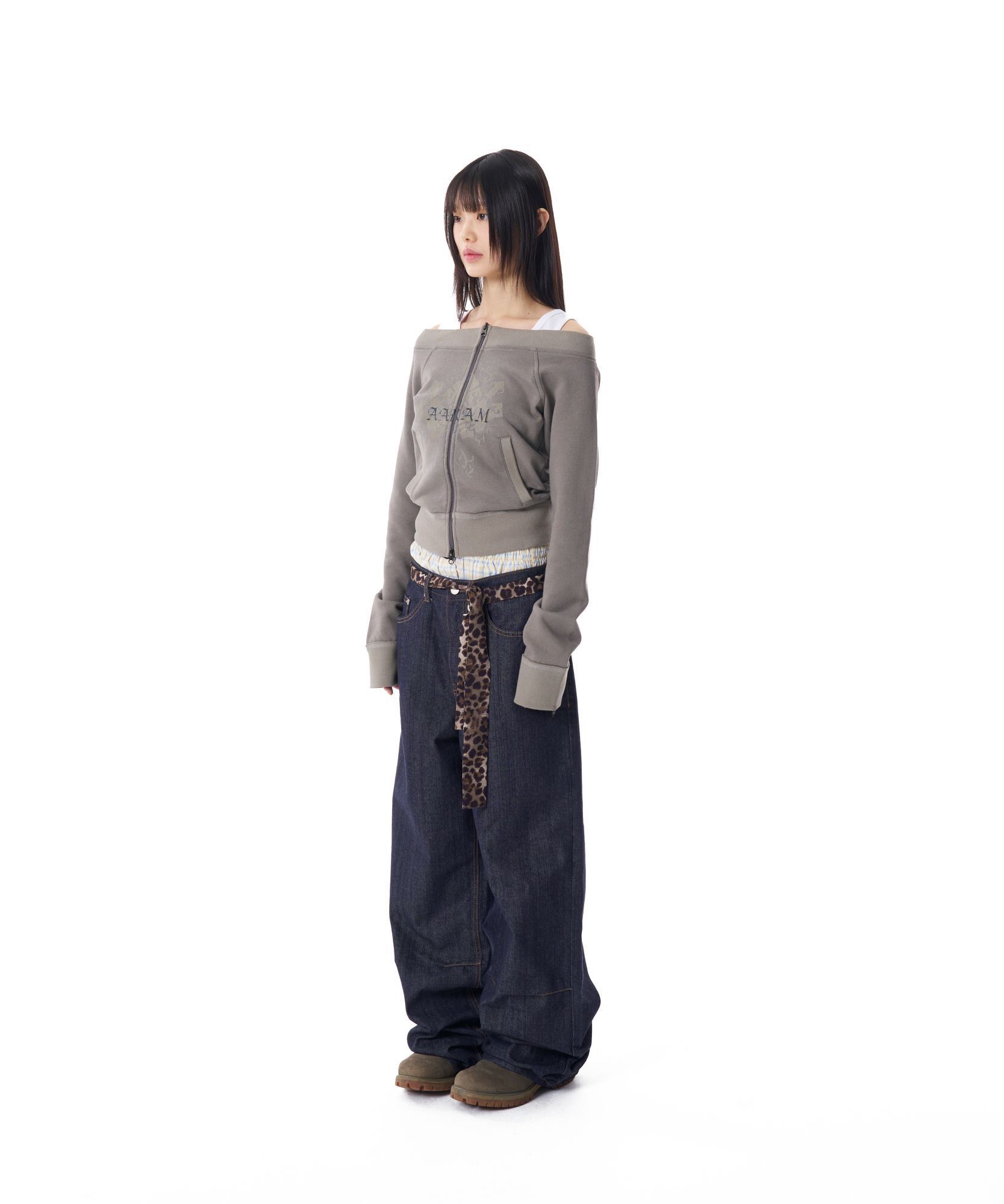 MUSINSA | AAKAM Snake Printed Denim Pants (Dark Blue)