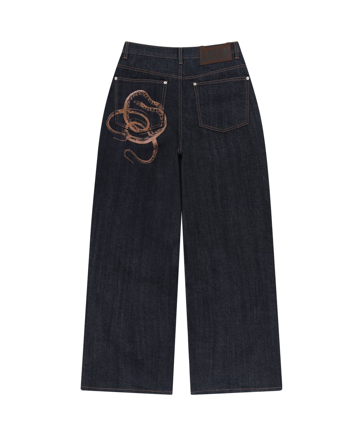 아캄(AAKAM) Snake Printed Denim Pants (Dark Blue)