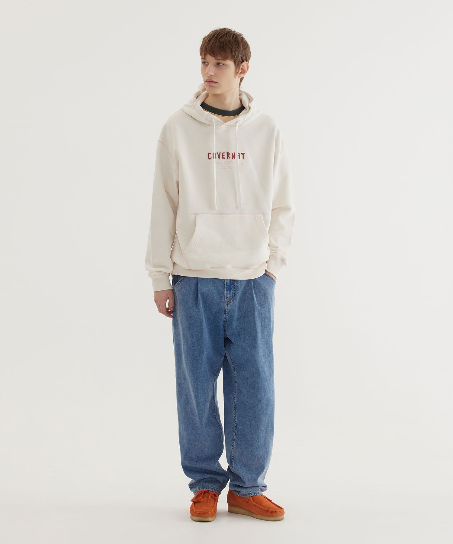パーカー・フーディ COVERNAT Neon Logo Hoodie Ivory MUSINSA | COVERNAT Neon Logo Hoodie Ivory