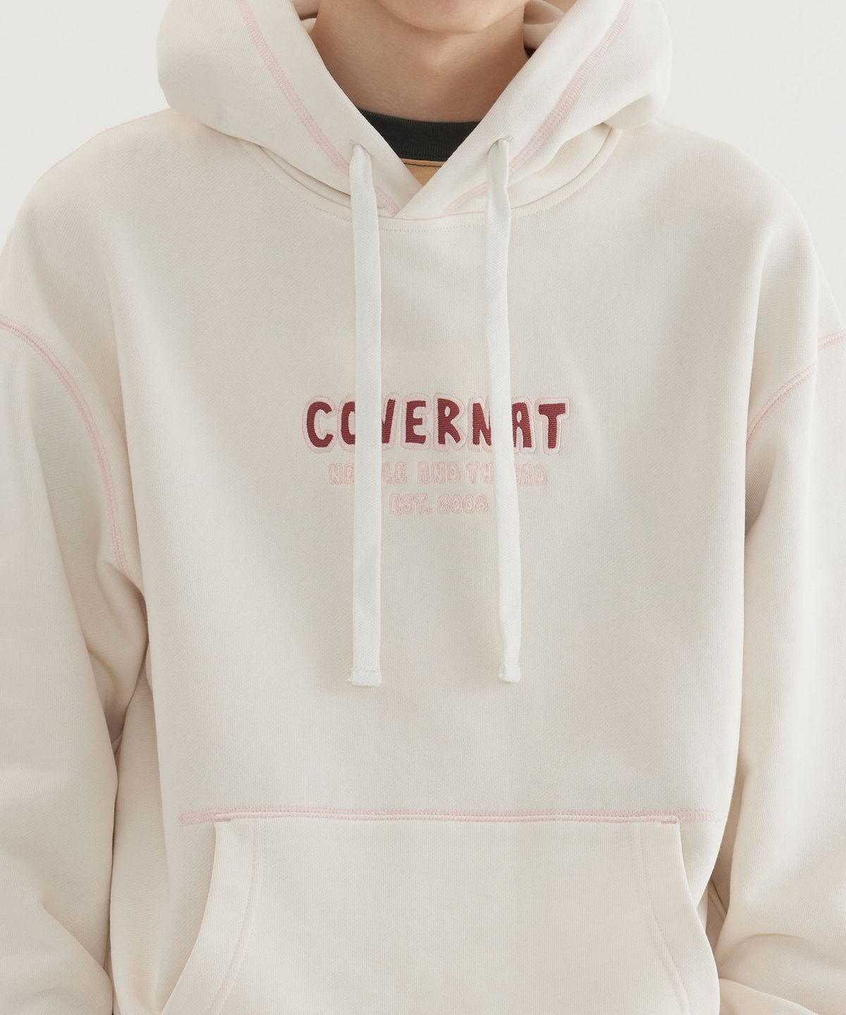 커버낫(COVERNAT) 네온 로고 후디 Ivory