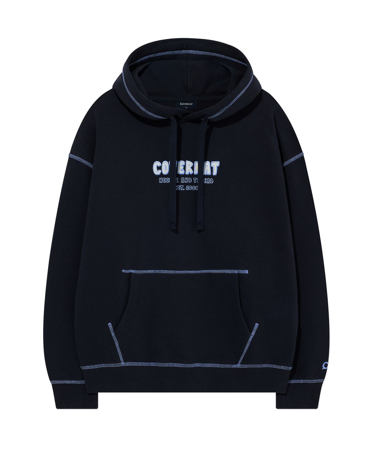 커버낫(COVERNAT) 네온 로고 후디 Dark Navy