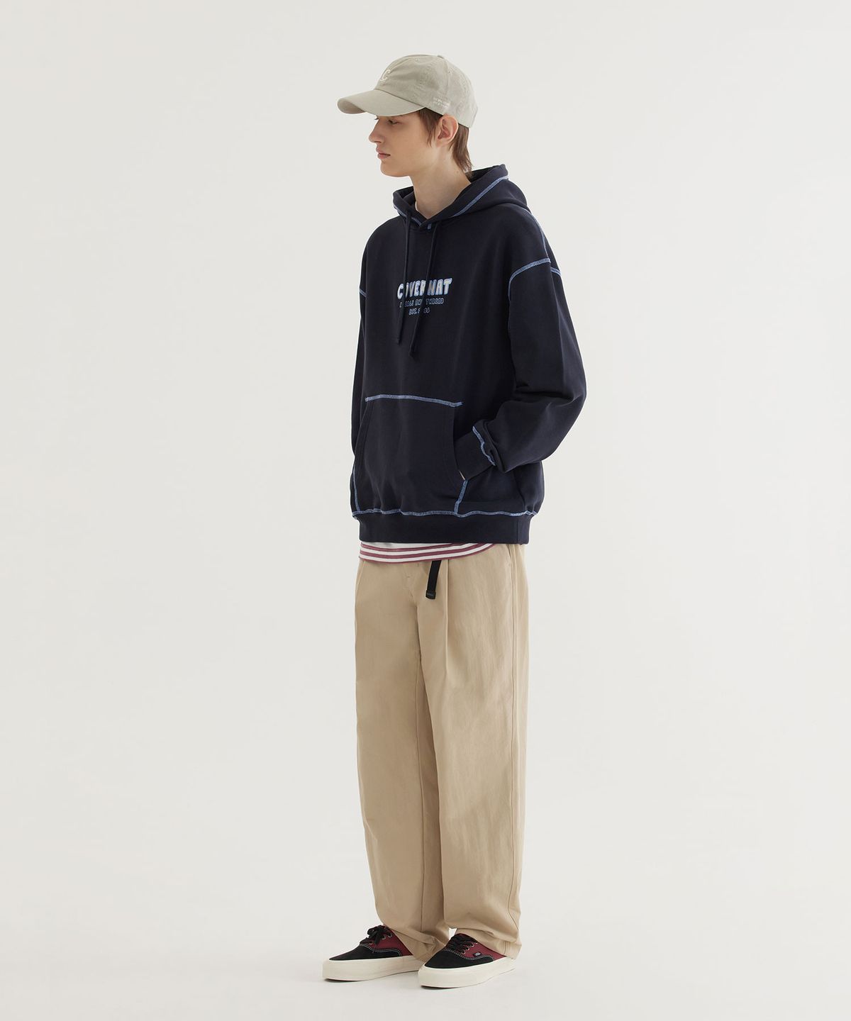 커버낫(COVERNAT) 네온 로고 후디 Dark Navy