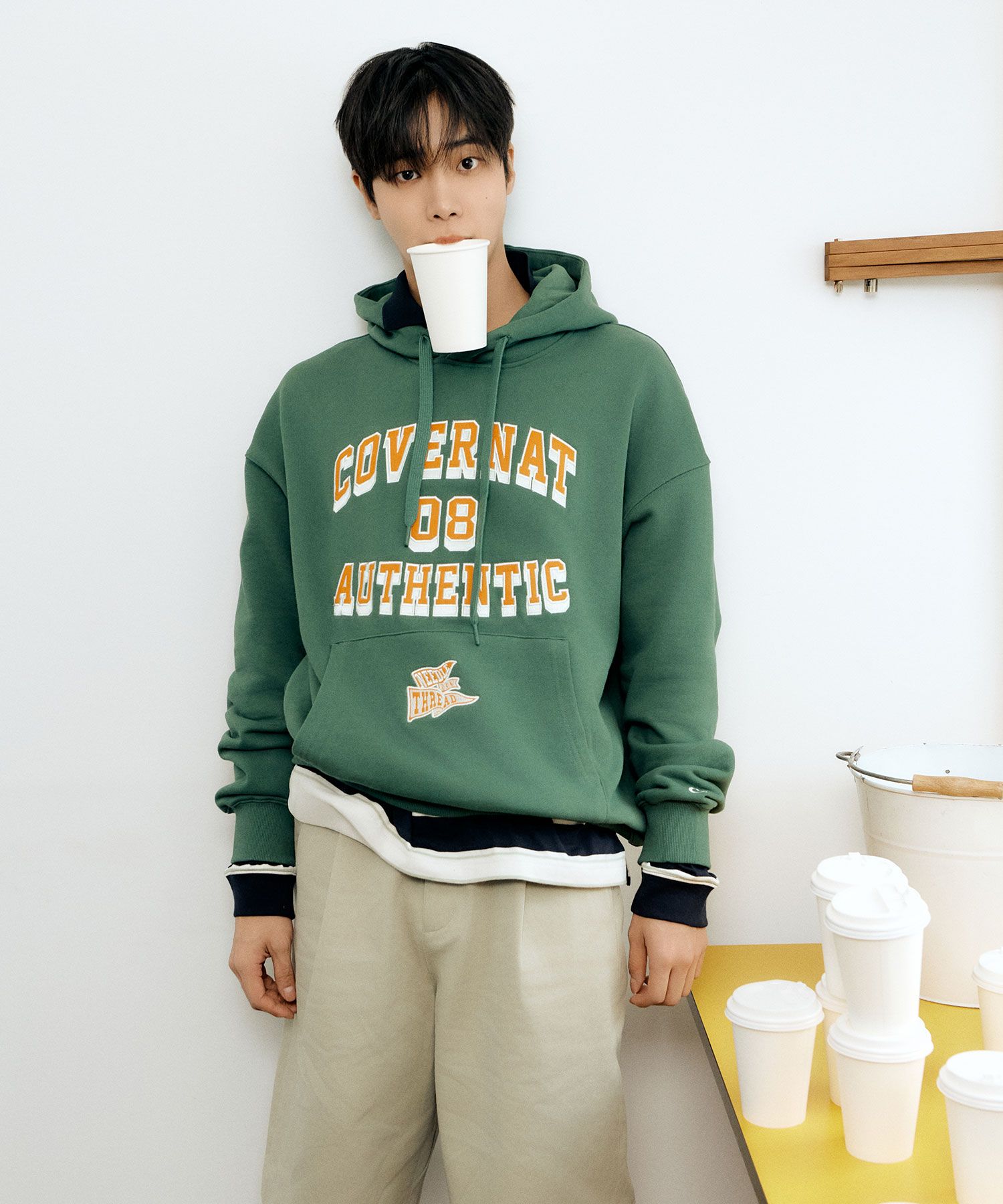 【COVERNAT】 ★ Graphic Sketch Hoodie ★ Over Fit MUSINSA | COVERNAT Flag Arch Logo Overfit Hoodie Green