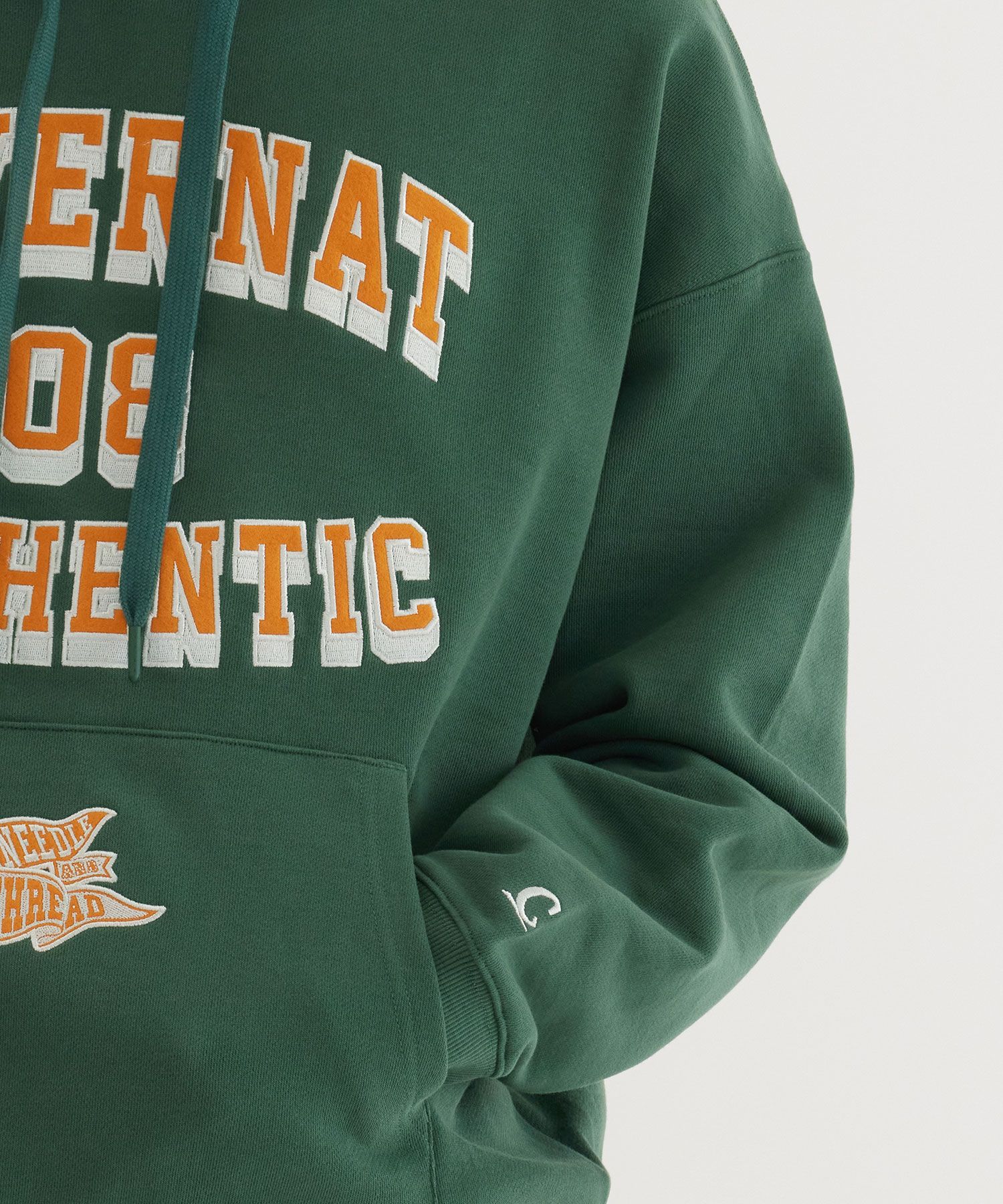 MUSINSA | COVERNAT Flag Arch Logo Overfit Hoodie Green