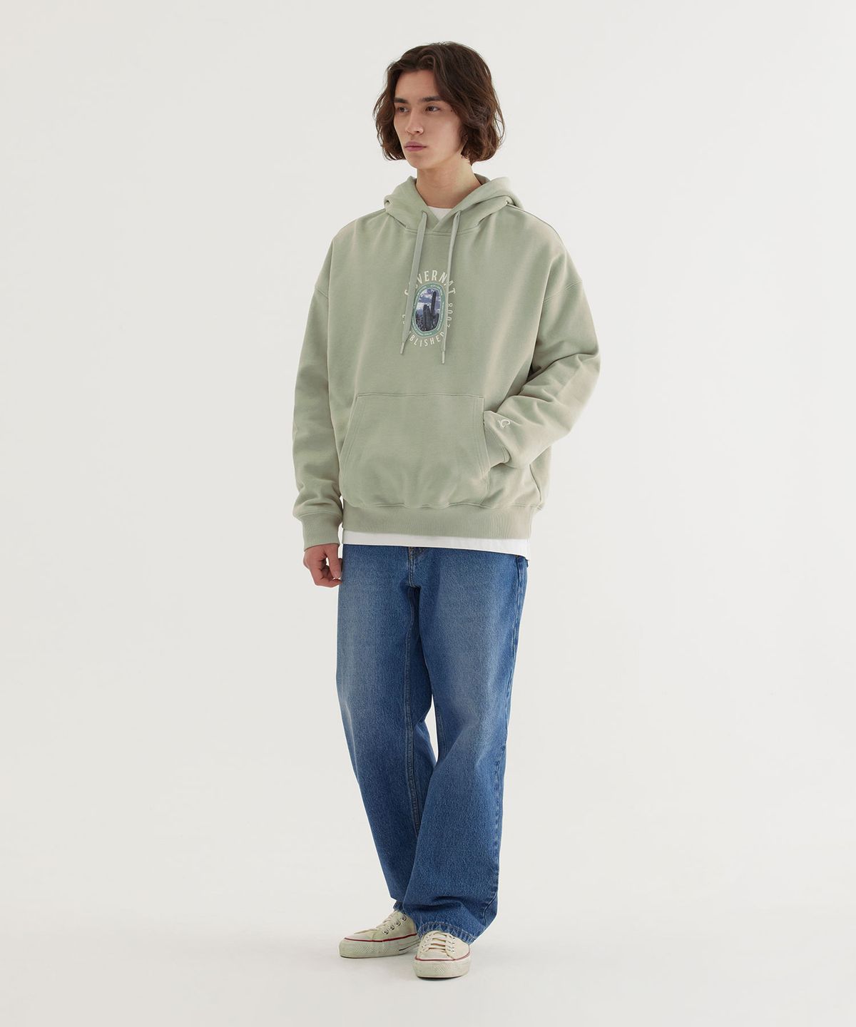 커버낫(COVERNAT) 칵투스 그래픽 후디 Light Khaki