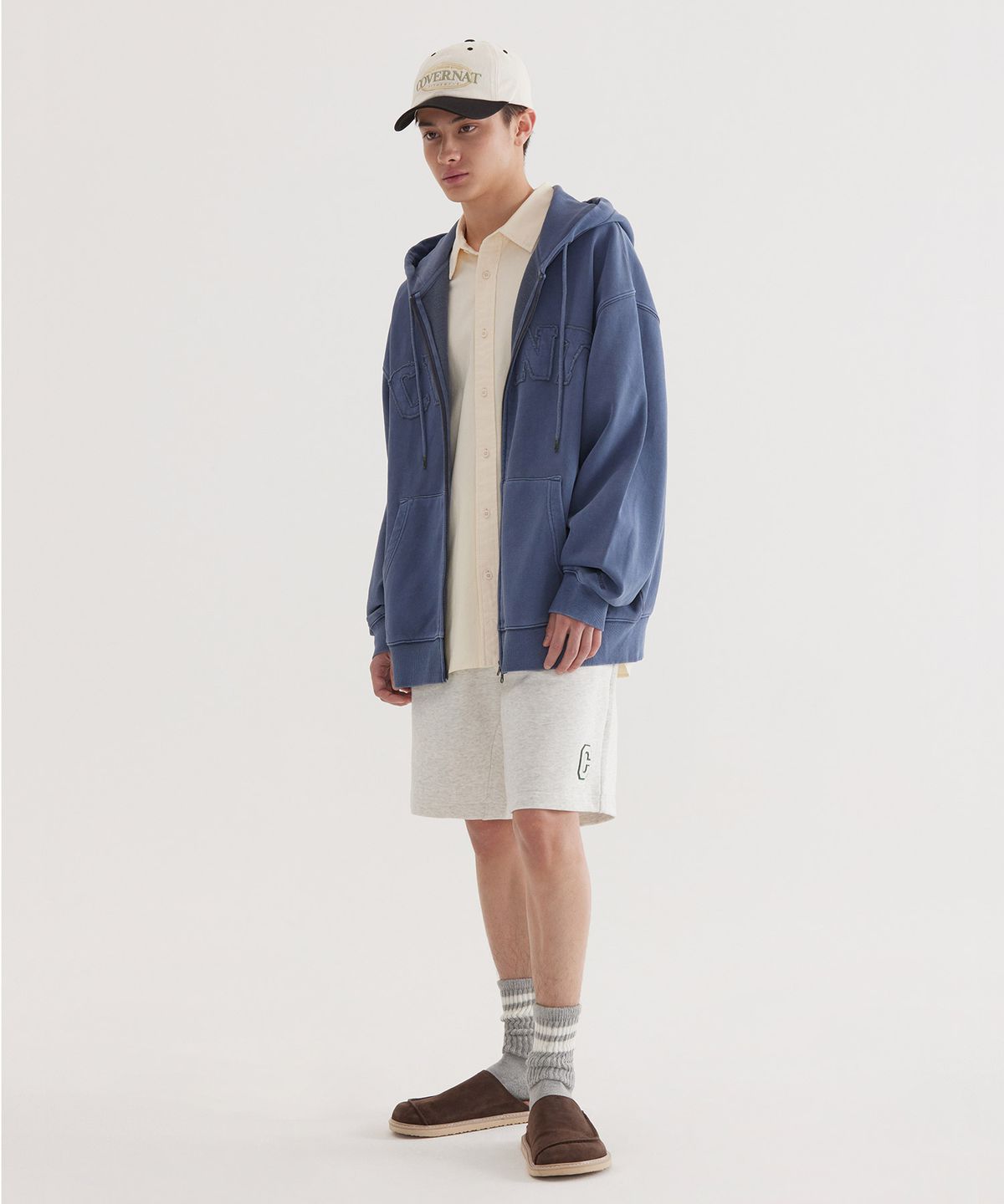 커버낫(COVERNAT) CVNT 피그먼트 후드집업 Navy