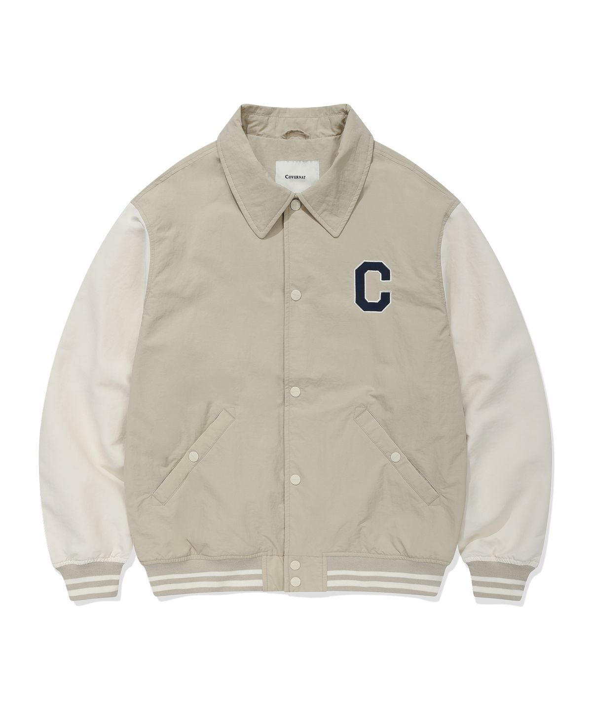 커버낫(COVERNAT) C로고 카라 바시티 자켓 Beige