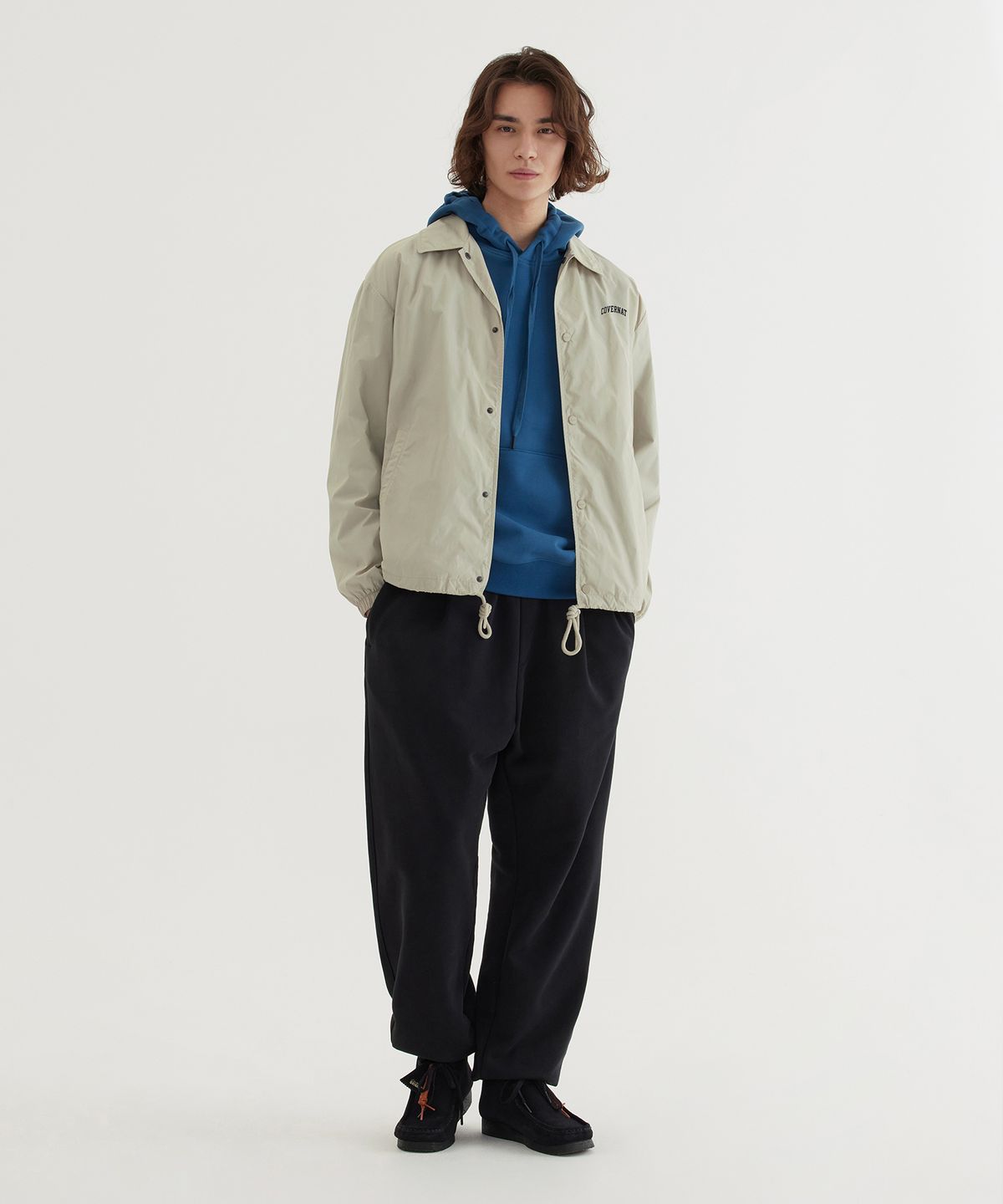 커버낫(COVERNAT) 아치 로고 코치 자켓 Light Khaki