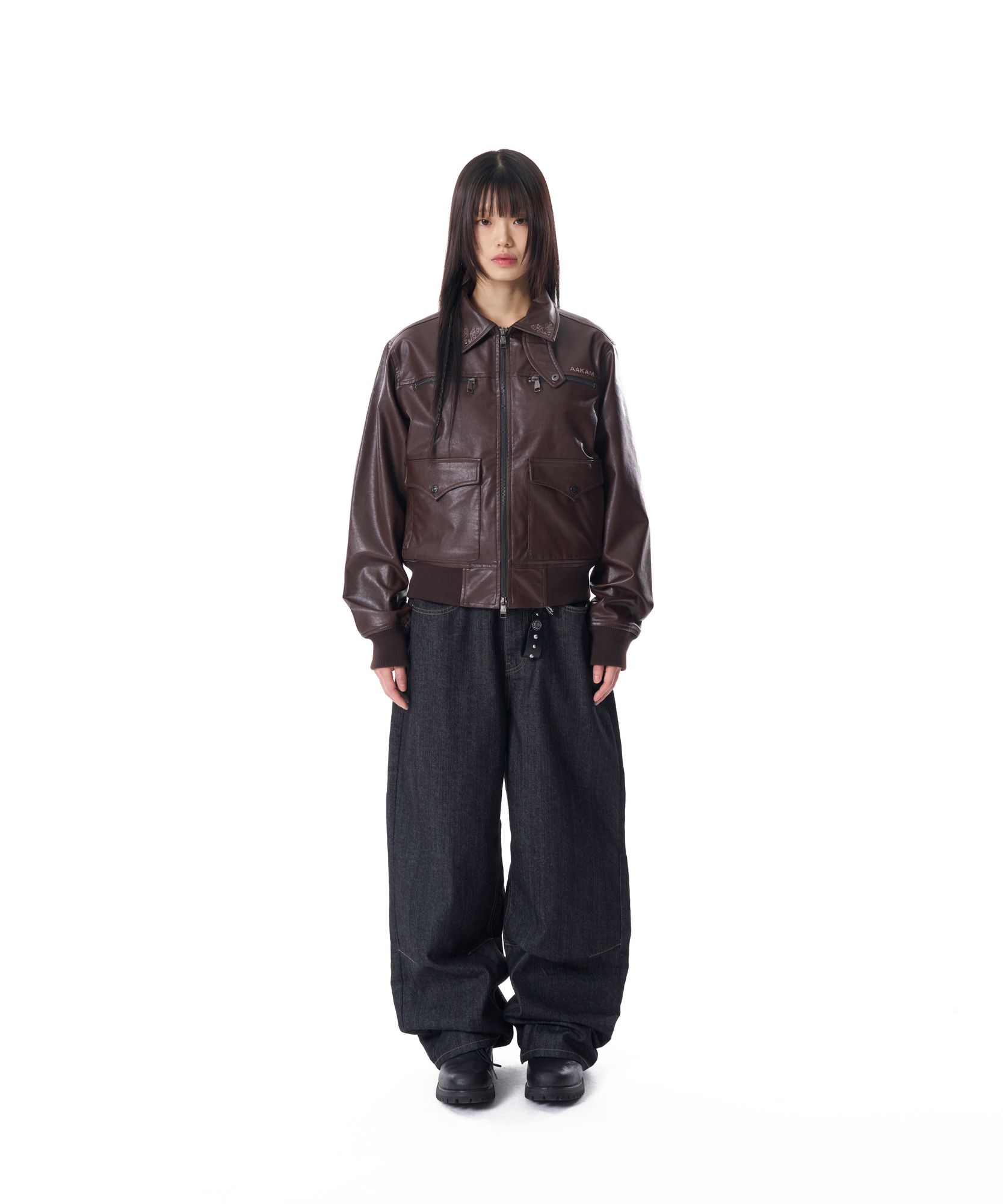MUSINSA | AAKAM Snake Printed Denim Pants (Black)