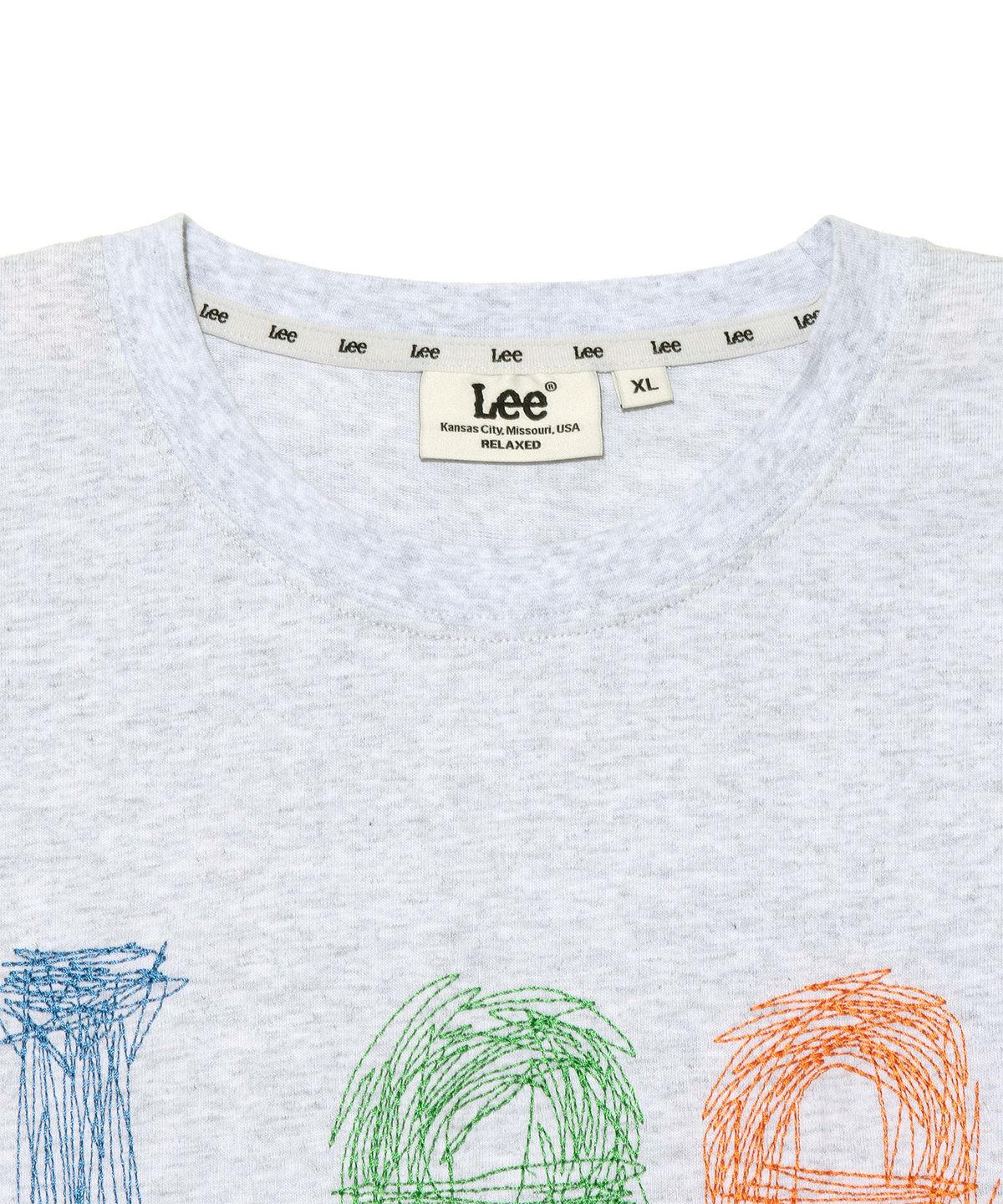 리(LEE) 스티치 빈티지 로고 티셔츠 라이트그레이