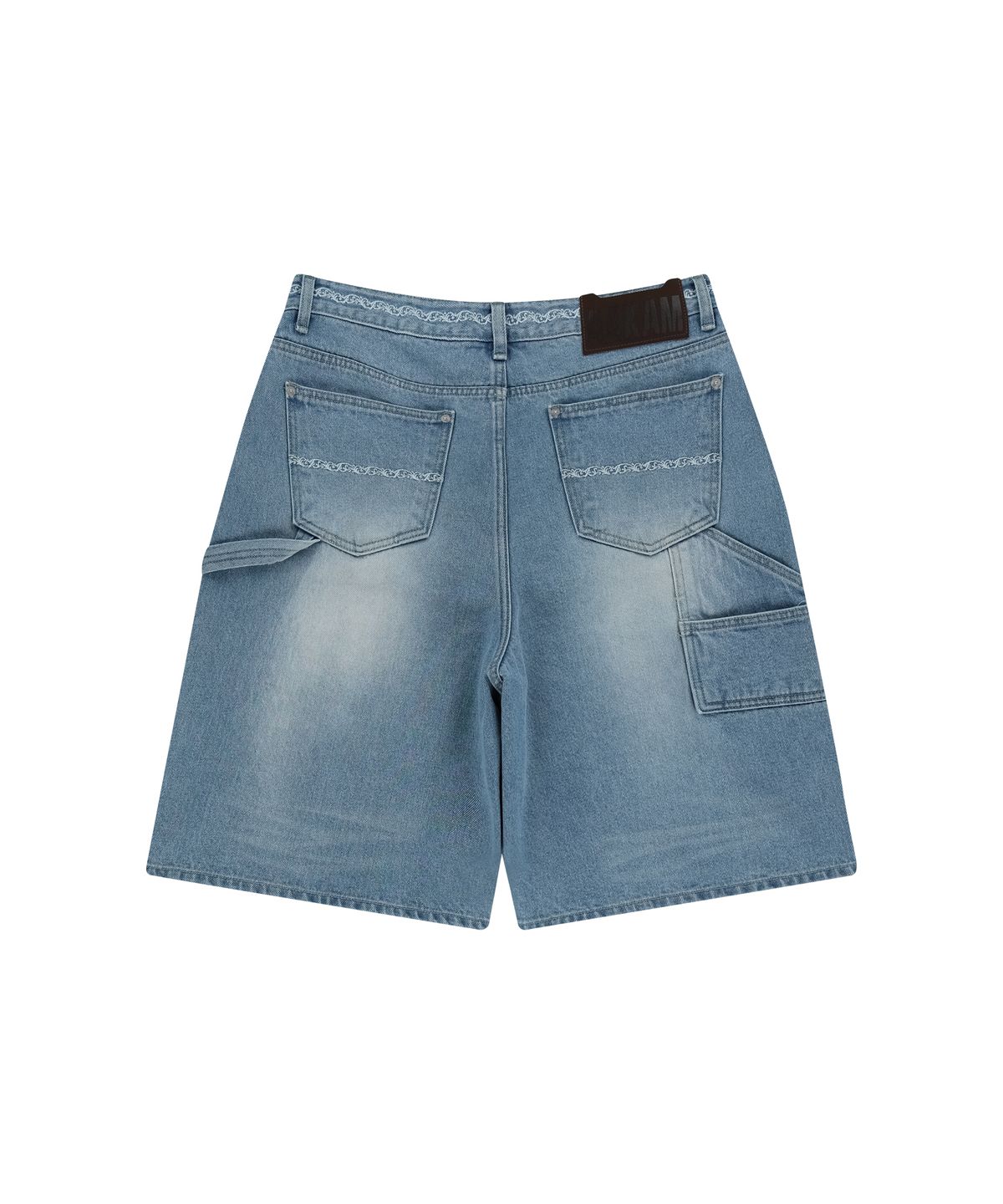 아캄(AAKAM) Needlework Carpenter Bermuda Denim Pants (Blue)