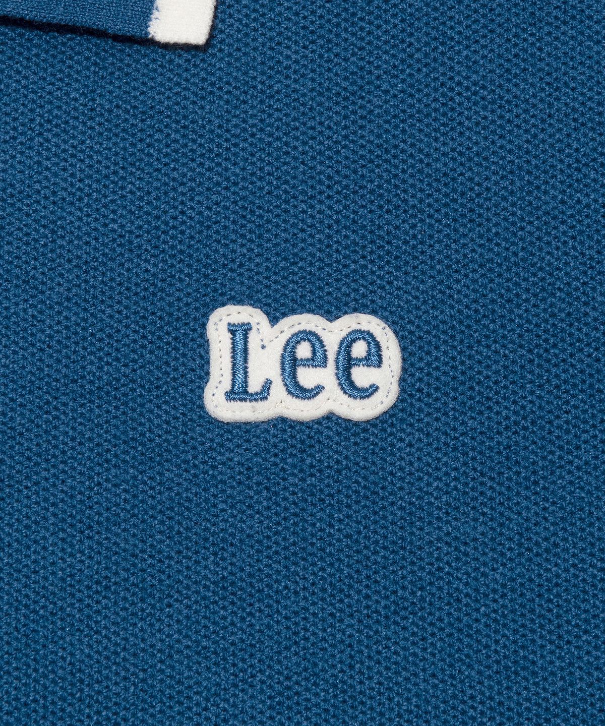 리(LEE) 카라 배색 반팔 니트 블루