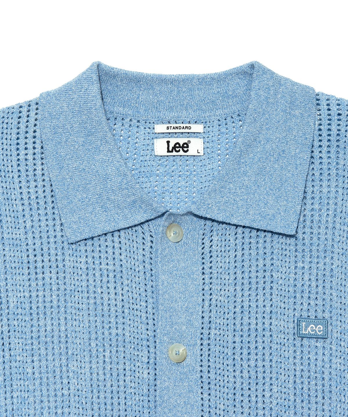 리(LEE) 스카시 카라 반팔 가디건 라이트블루