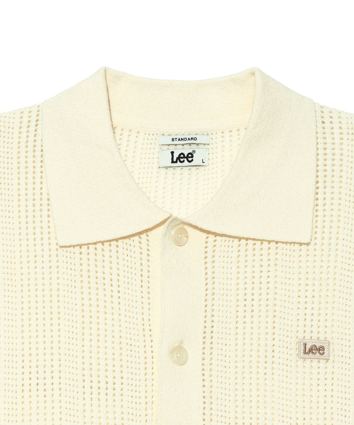 리(LEE) 스카시 카라 반팔 가디건 아이보리