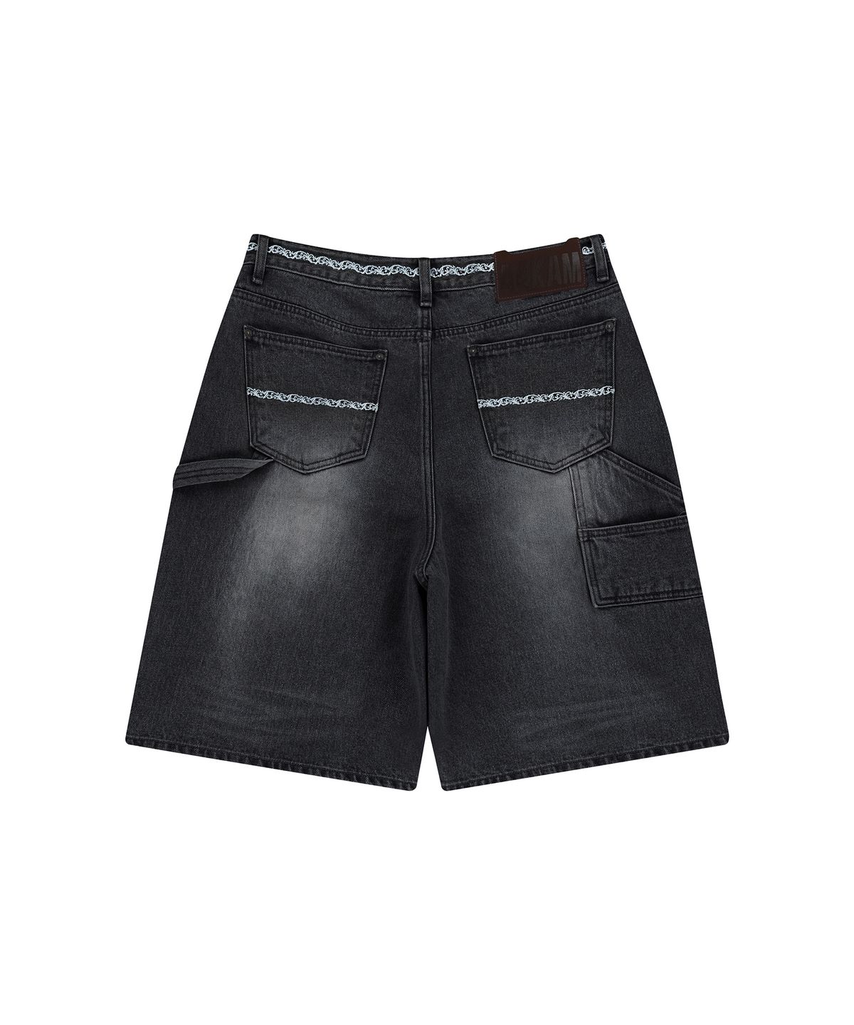 아캄(AAKAM) Needlework Carpenter Bermuda Denim Pants (Black)