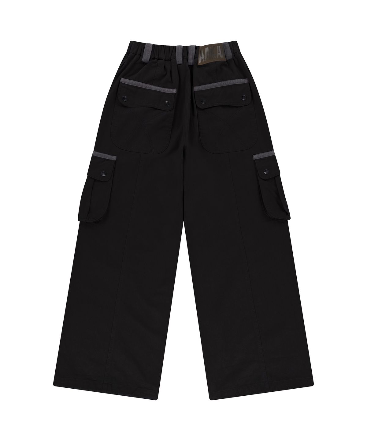 아캄(AAKAM) Knee Pin-tuck Contrast Cargo Pants (Black)