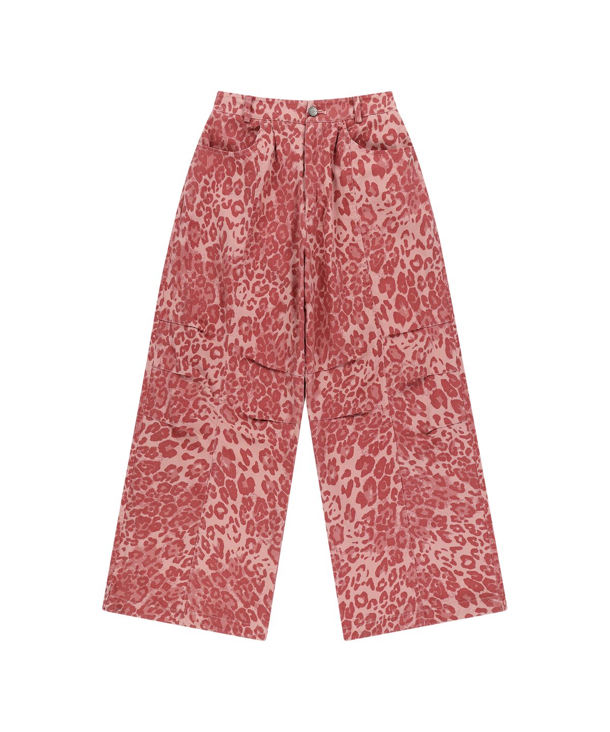 아캄(AAKAM) Knee Pin-tuck Leopard Cotton Pants (Pink)
