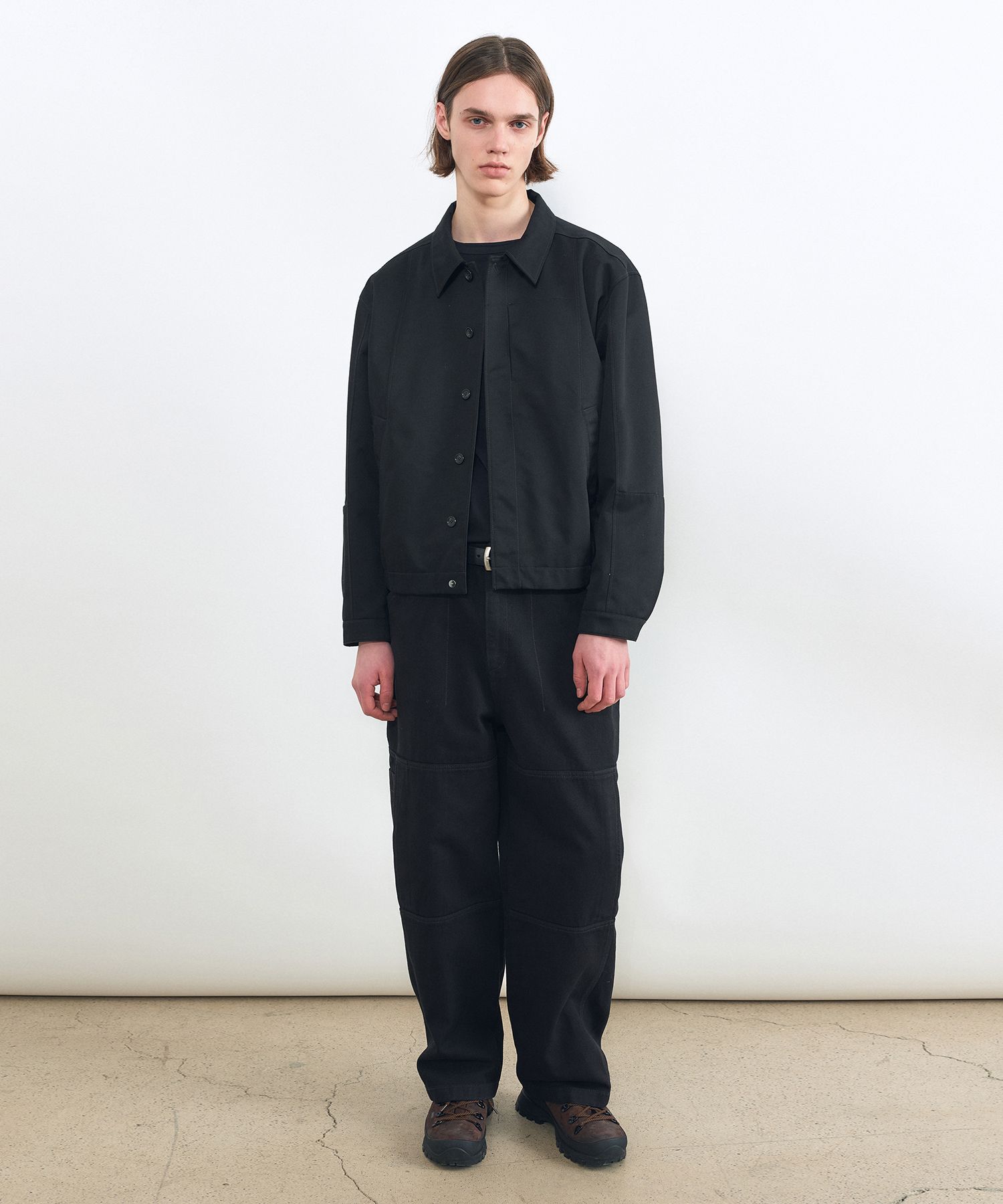 MUSINSA | INSILENCE Panelled Cotton Twill Jacket BLACK