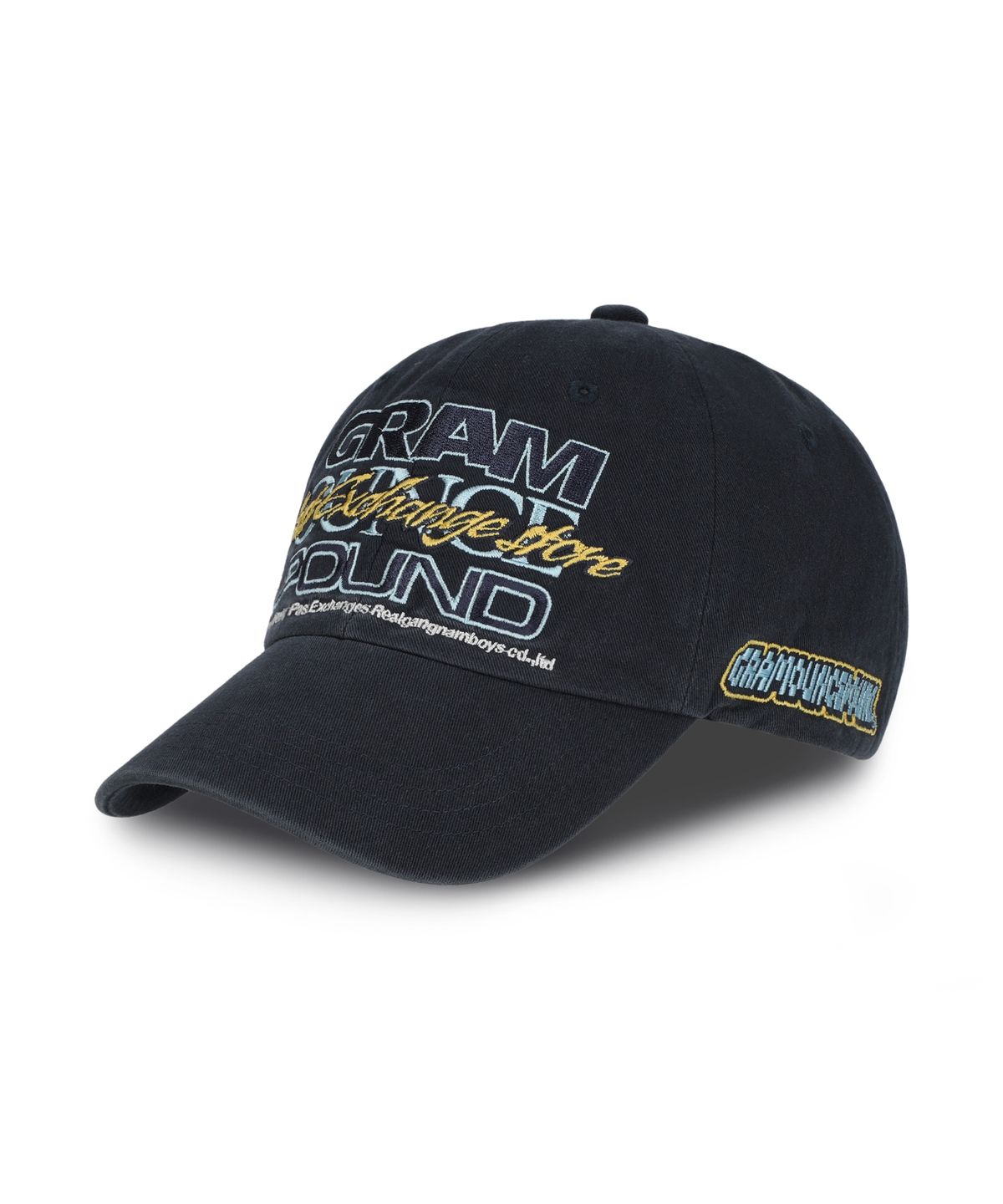 그램 아운스 파운드(GRAM OUNCE POUND) Typo Overlapped 6-Panel Cap_Washed Navy