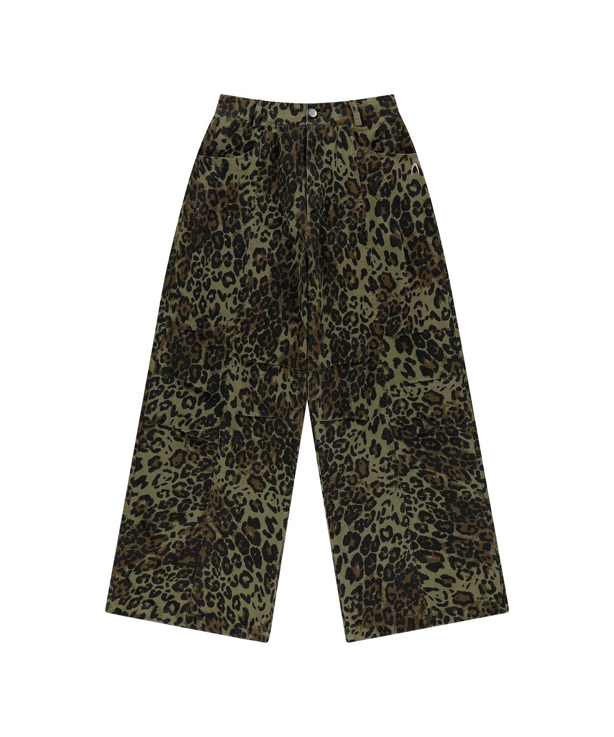 아캄(AAKAM) Knee Pin-tuck Leopard Cotton Pants (Khaki)