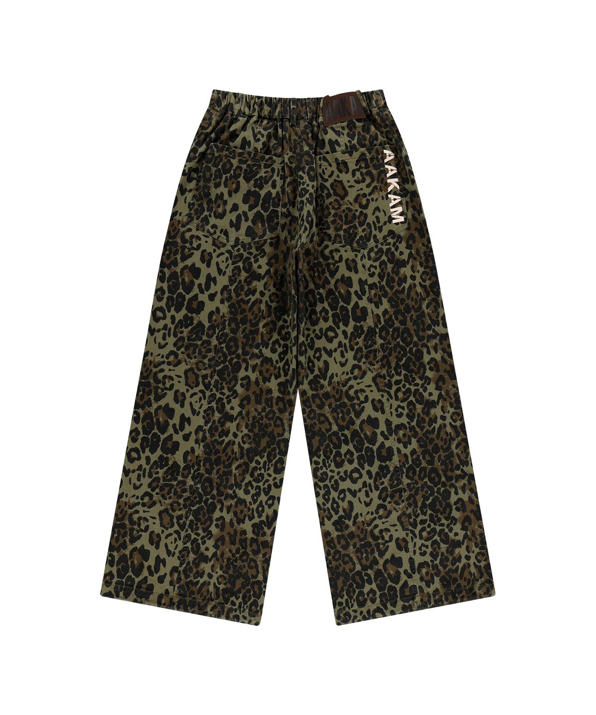 아캄(AAKAM) Knee Pin-tuck Leopard Cotton Pants (Khaki)