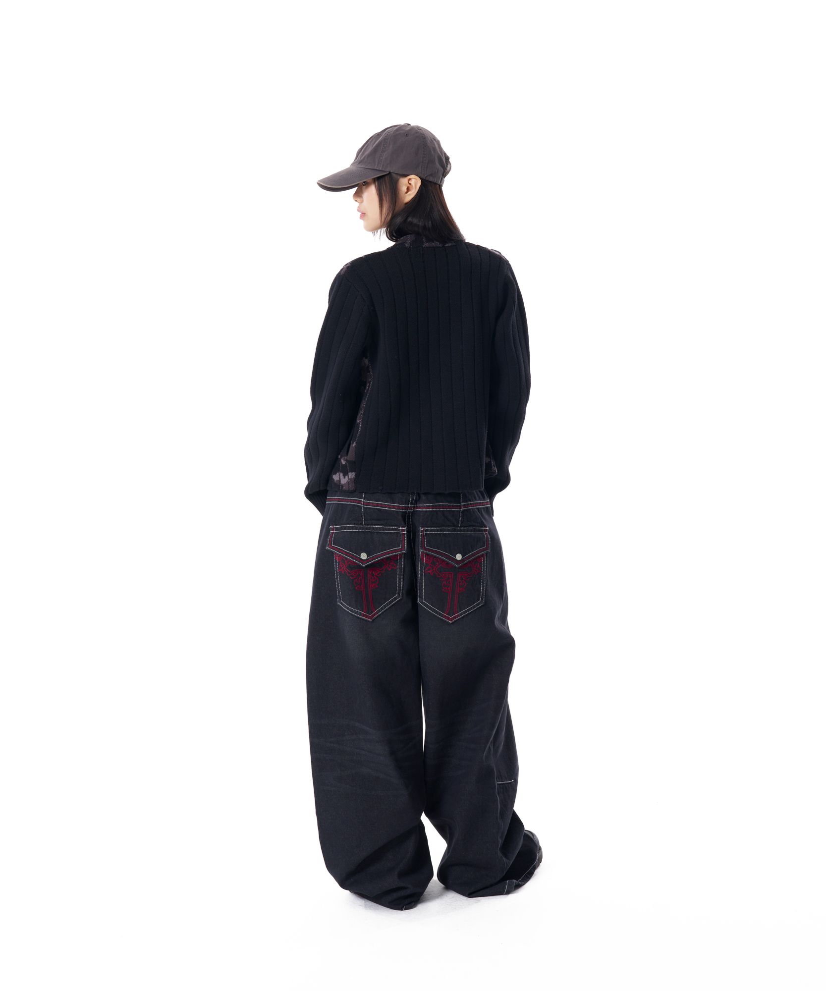 MUSINSA | AAKAM CROS2 Washed Denim Pants (Black)