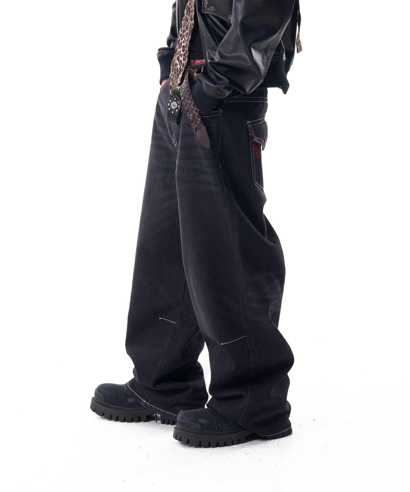 【AAKAM】CROS2 Washed Denim Pants ★男女兼用★追跡付 MUSINSA | AAKAM CROS2 Washed Denim Pants (Black)