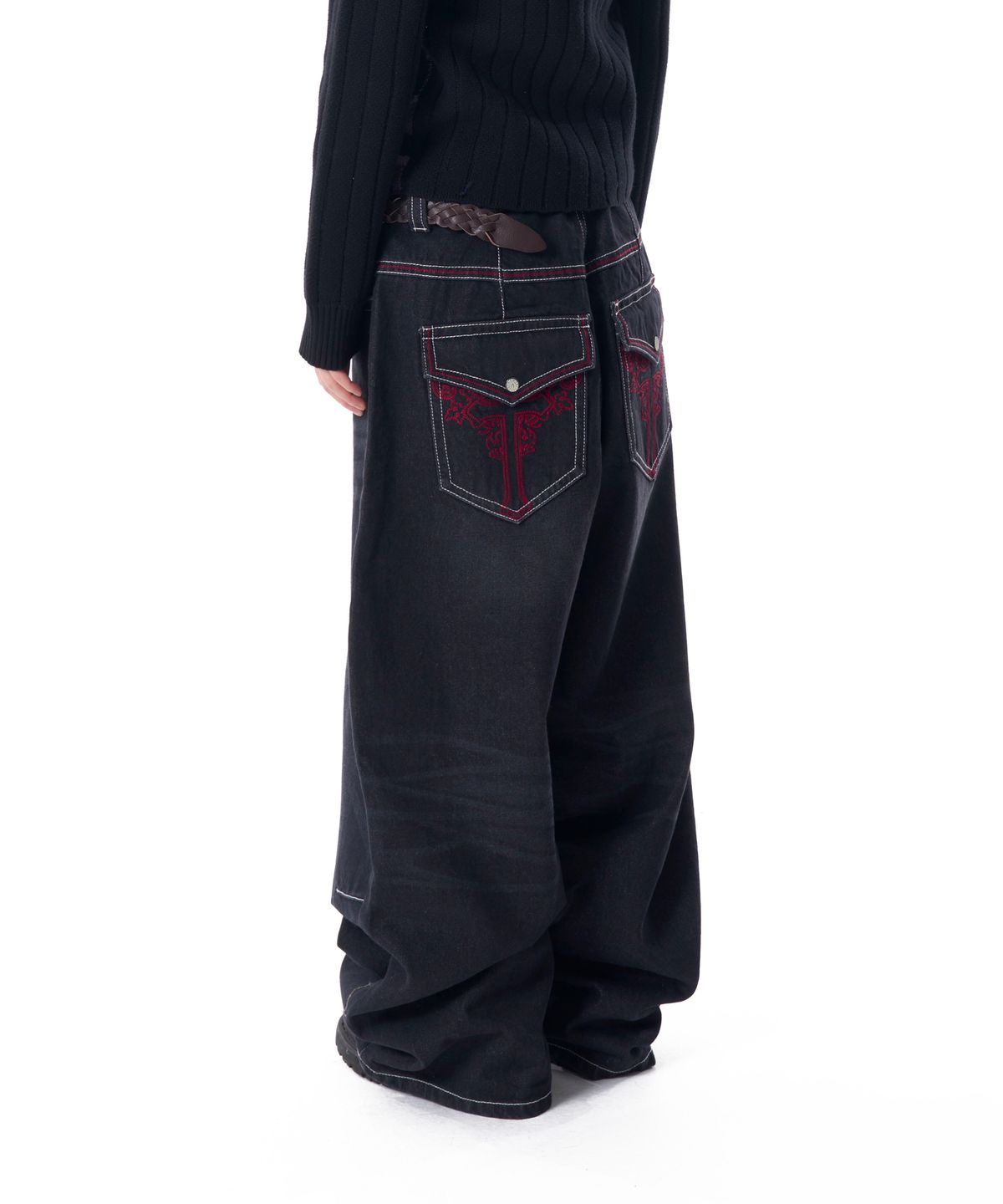 아캄(AAKAM) CROS2 Washed Denim Pants (Black)